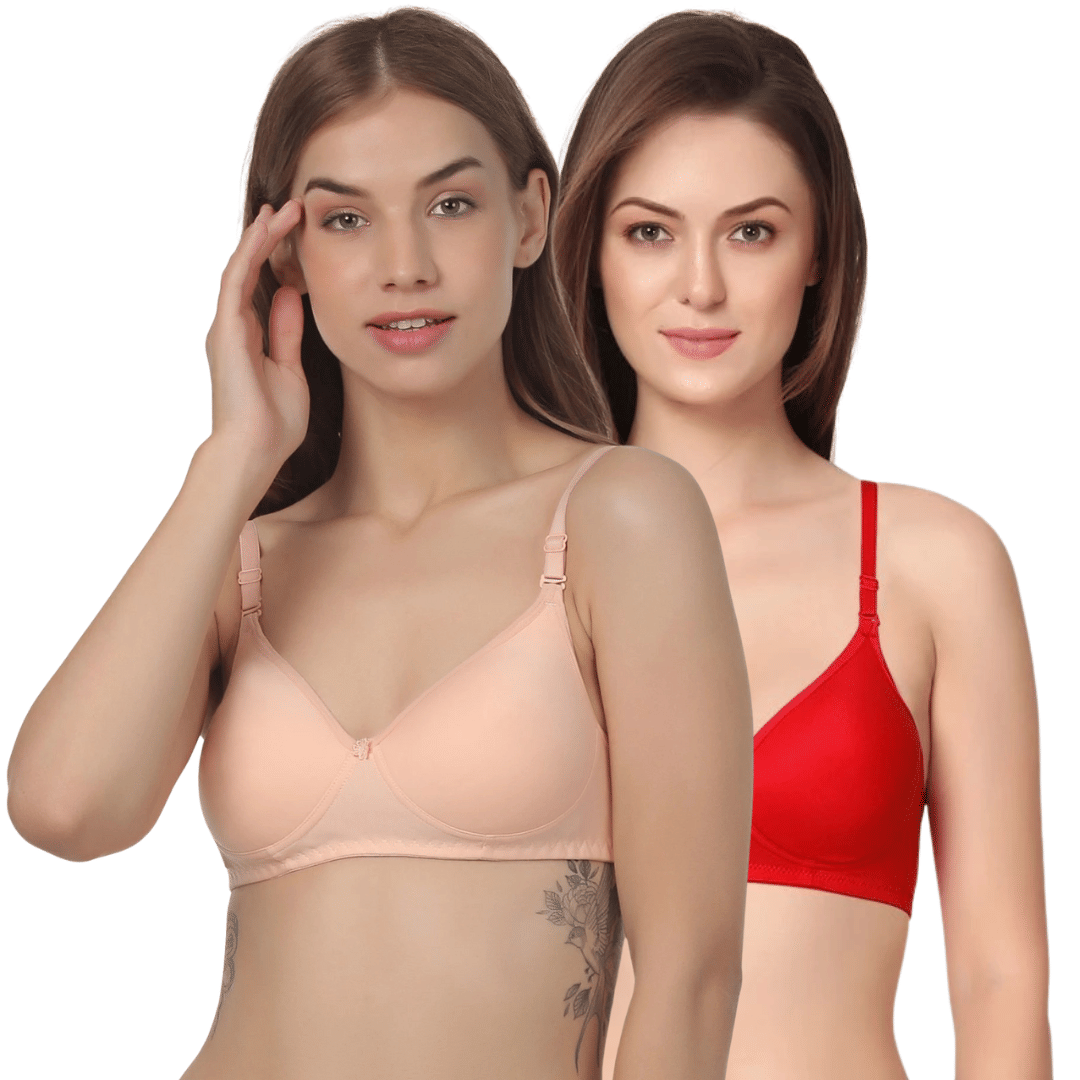 Thread Sutra Pack of 2 Cotton Lightly Padded T-Shirt Bra For Women ( Multicolor15 ) Thread Sutra Pack of 2 Cotton Lightly Padded T-Shirt Bra For Women ( Multicolor15 )