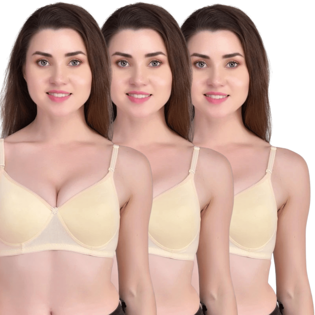     			Thread Sutra Pack of 3 Cotton Lightly Padded T-Shirt Bra For Women ( Multicolor7 )