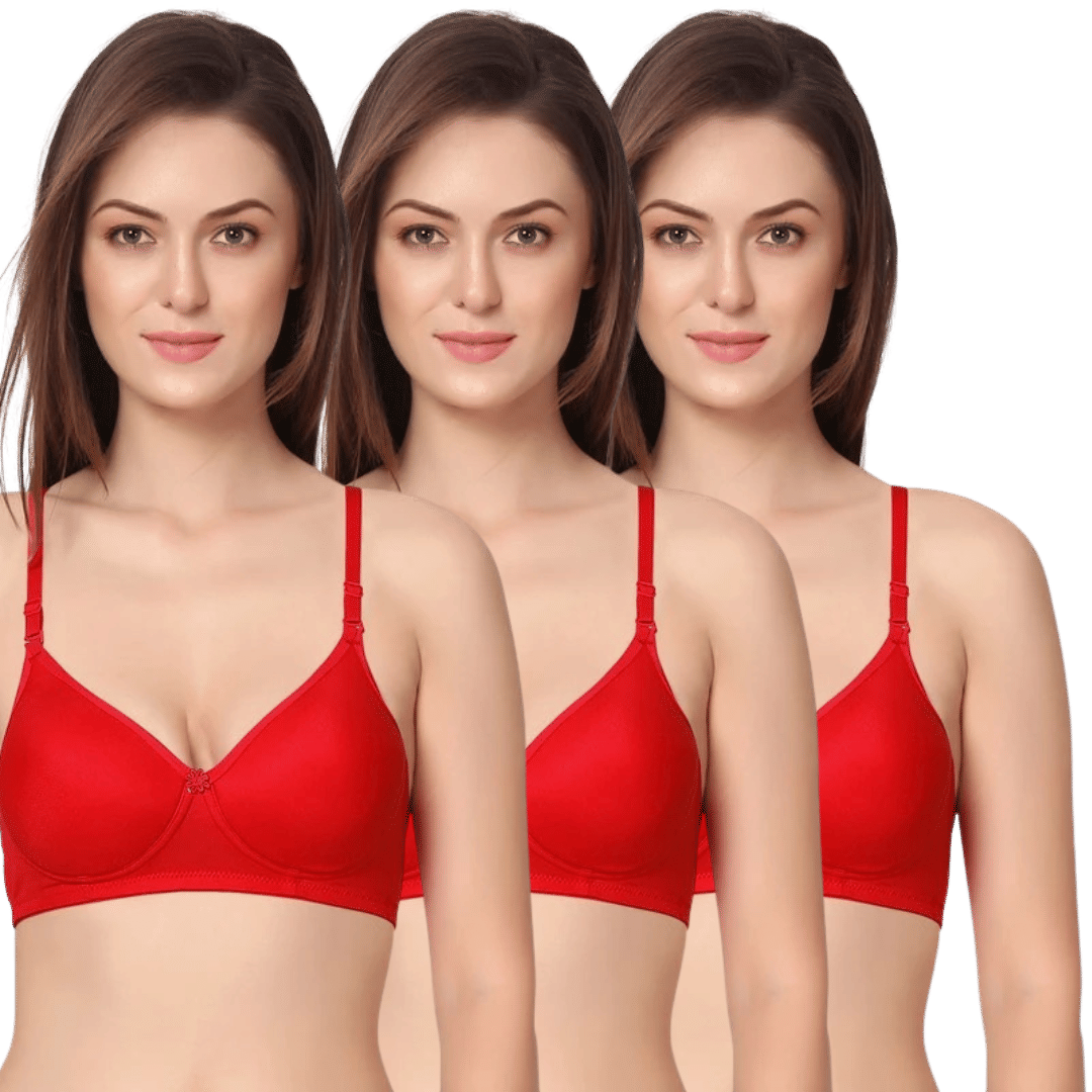 Thread Sutra Pack of 3 Cotton Lightly Padded T-Shirt Bra For Women ( Multicolor8 ) Thread Sutra Pack of 3 Cotton Lightly Padded T-Shirt Bra For Women ( Multicolor8 )
