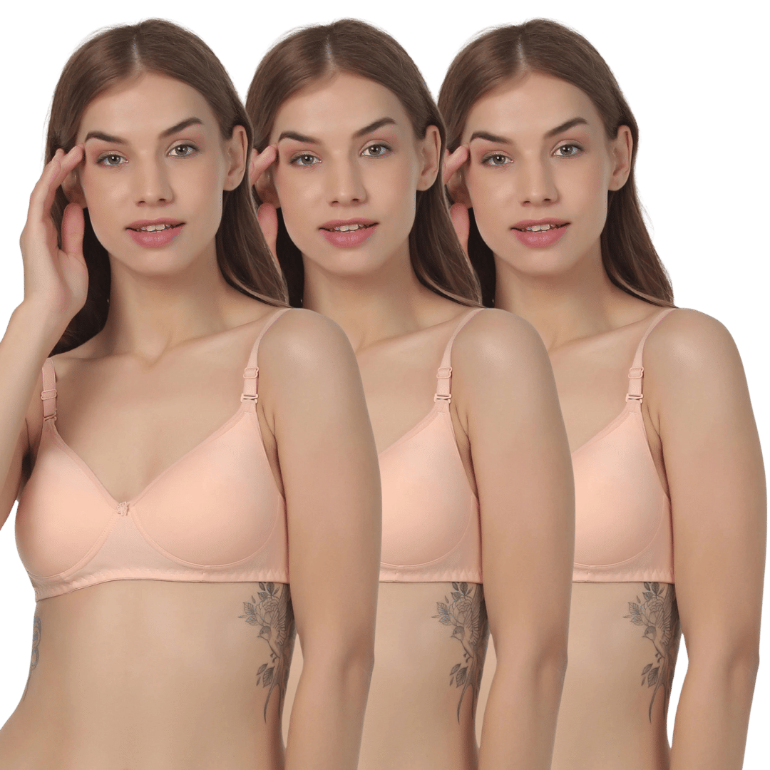 Thread Sutra Pack of 3 Cotton Lightly Padded T-Shirt Bra For Women ( Multicolor9 ) Thread Sutra Pack of 3 Cotton Lightly Padded T-Shirt Bra For Women ( Multicolor9 )
