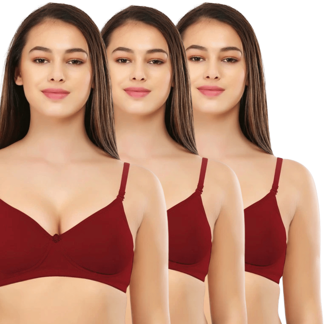     			Thread Sutra Pack of 3 Cotton Lightly Padded T-Shirt Bra For Women ( Multicolor10 )