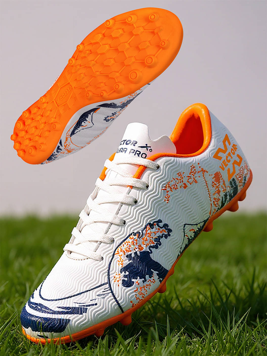     			Vector X ACURA PRO Turf Shoe White,Orange Indoor Court Shoes