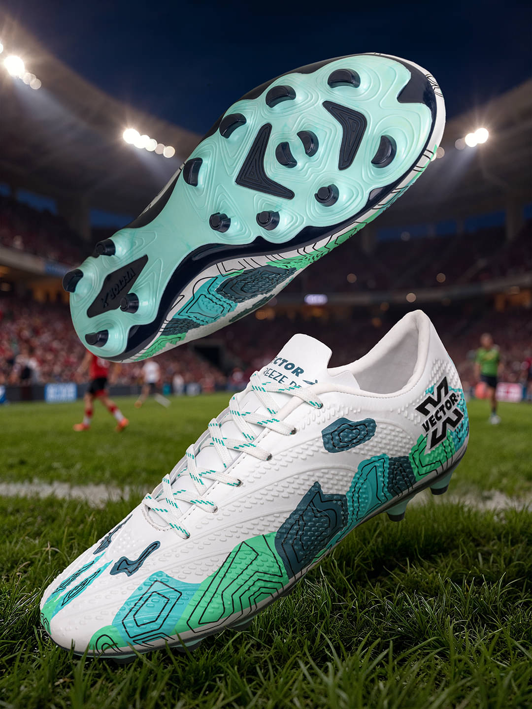 Vector X Breeze Pro Cyan White Football Shoes Vector X Breeze Pro Cyan White Football Shoes