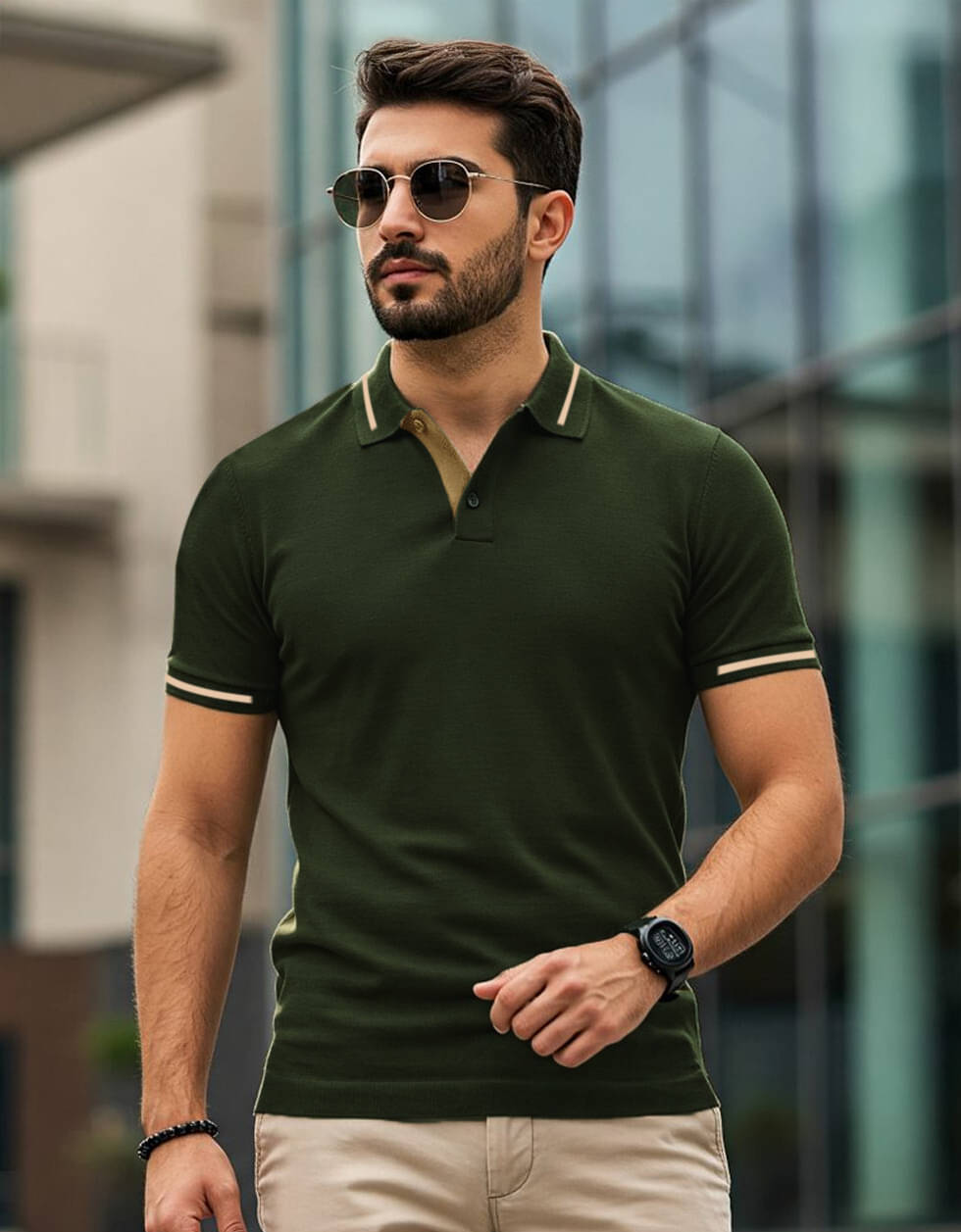 Veirdo Men Cotton Regular Fit Solid Polo T Shirt ( Green ) Veirdo Men Cotton Regular Fit Solid Polo T Shirt ( Green )
