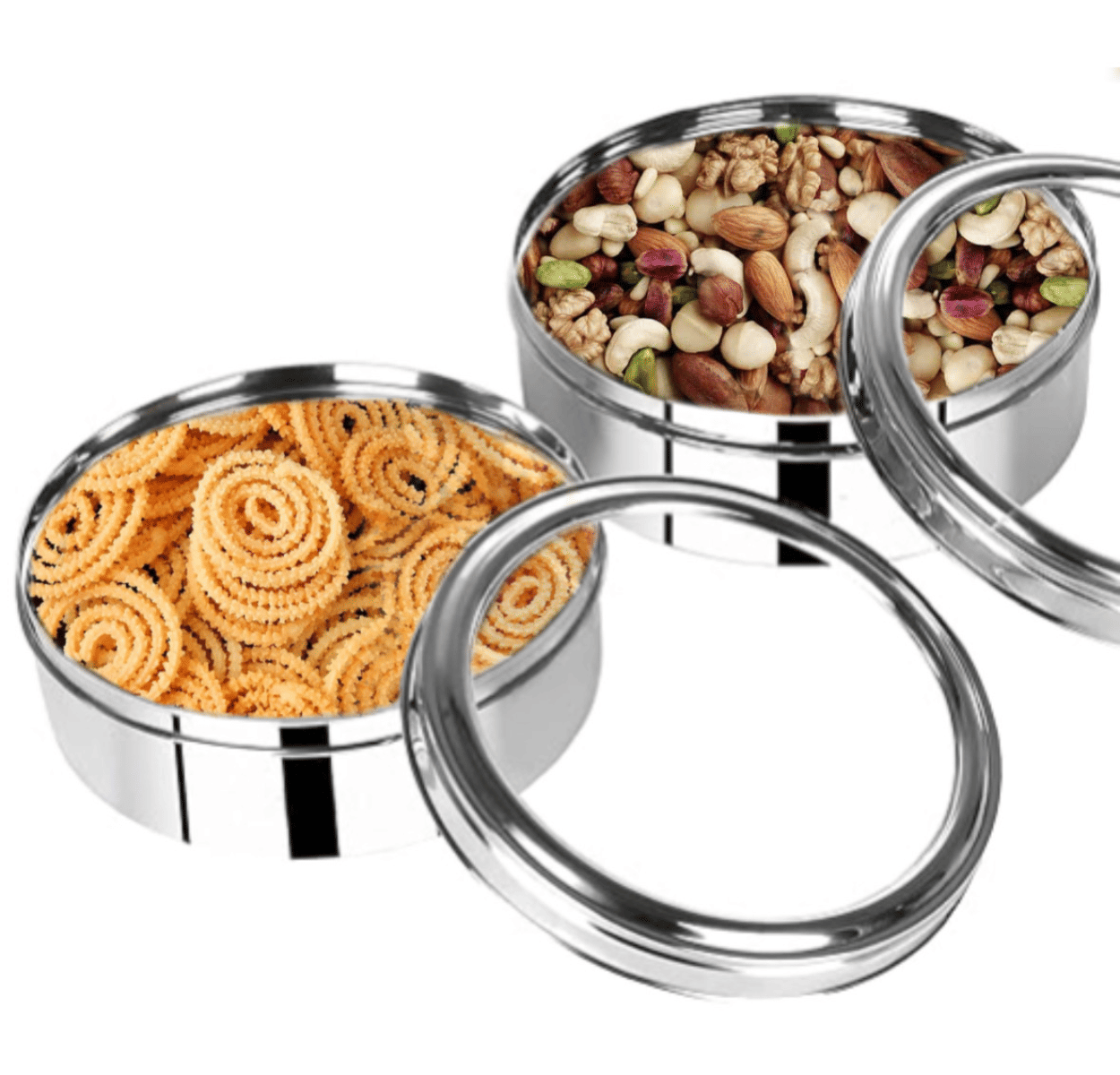 Visaxmi Puri Dabba Steel Silver Multi-Purpose Container ( Set of 2 ) Visaxmi Puri Dabba Steel Silver Multi-Purpose Container ( Set of 2 )