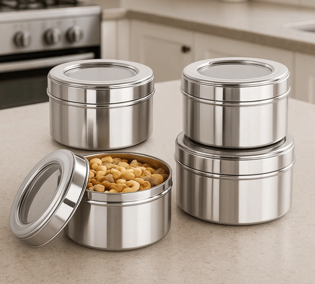     			Visaxmi Steel Silver Multi-Purpose Container ( Set of 4 )