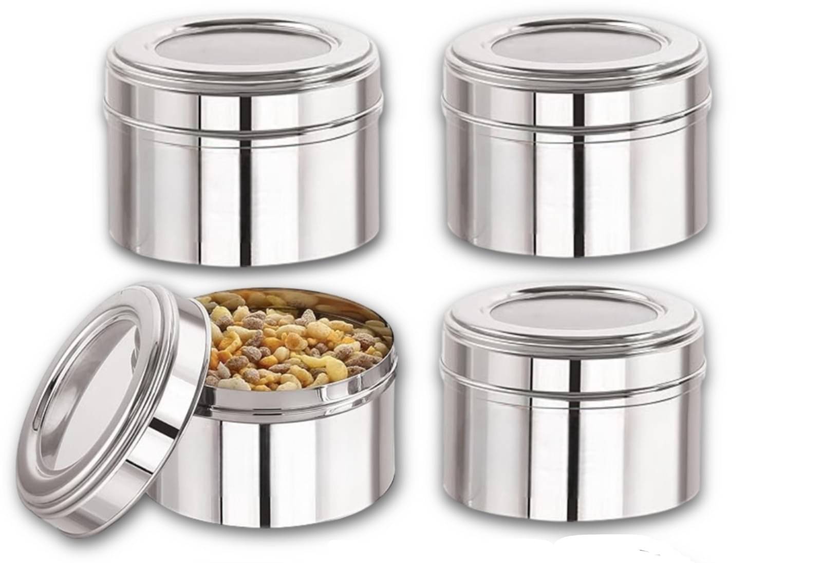     			Visaxmi Steel Silver Multi-Purpose Container ( Set of 4 )