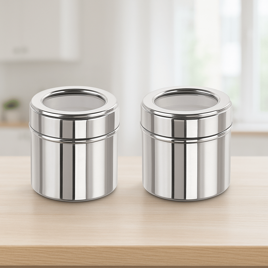     			Visaxmi Steel Silver Multi-Purpose Container ( Set of 2 )