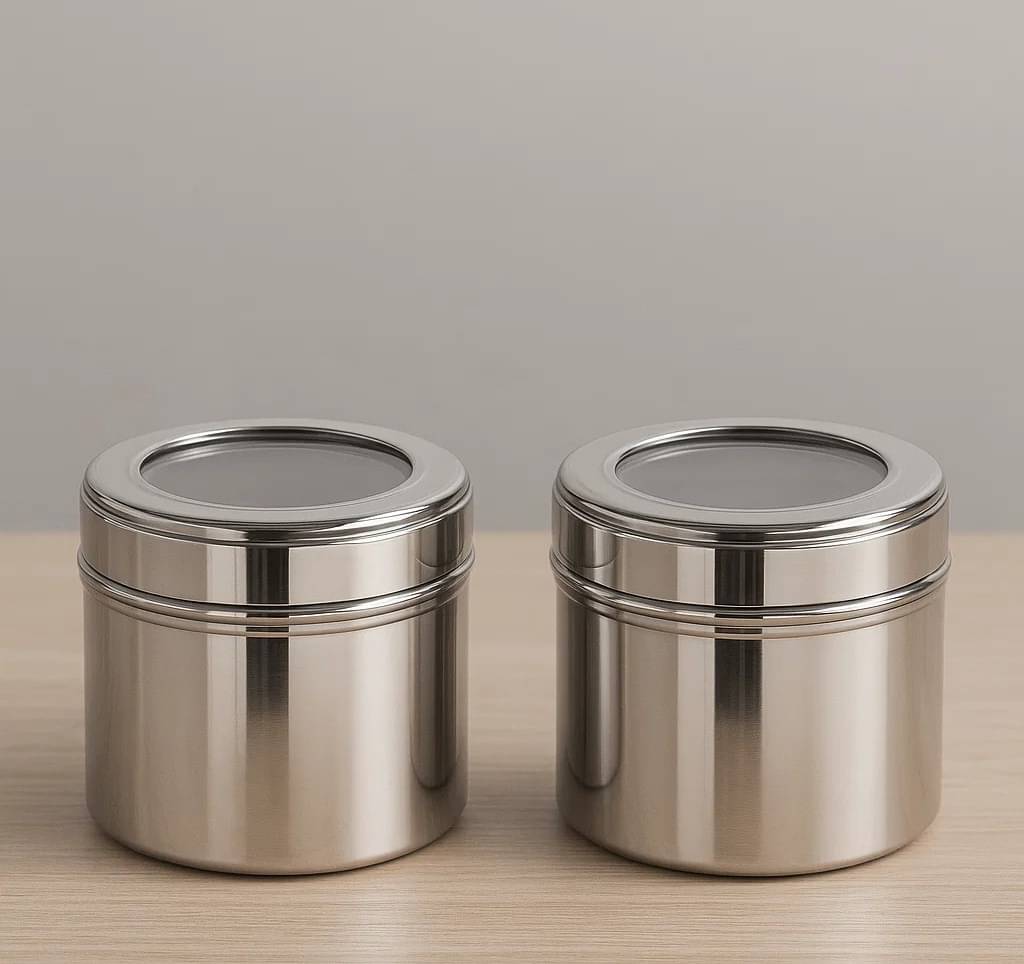     			Visaxmi Steel Silver Multi-Purpose Container ( Set of 2 )