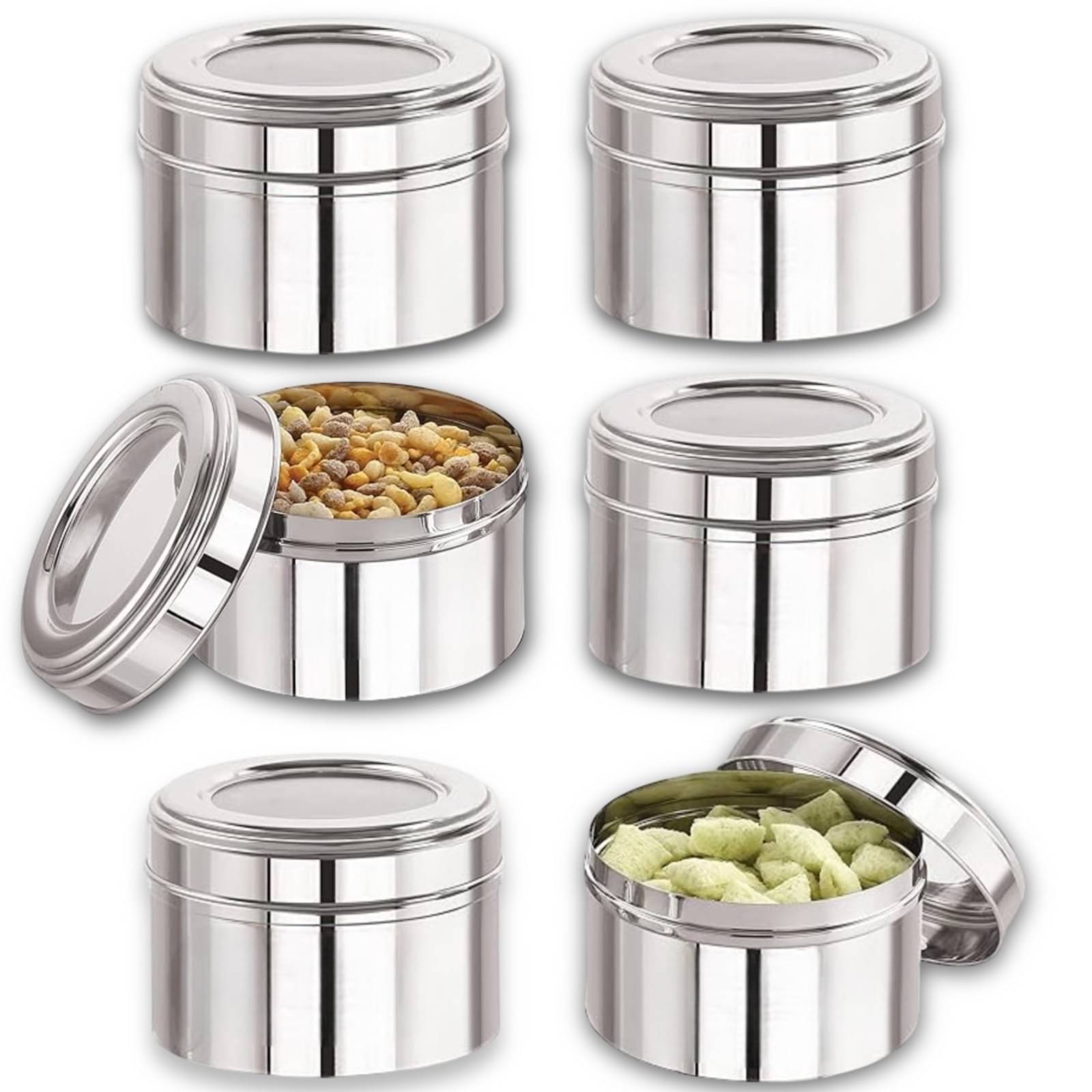     			Visaxmi Steel Silver Multi-Purpose Container ( Set of 6 )