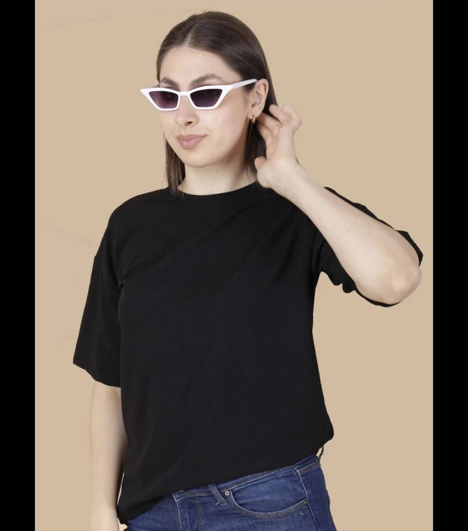     			Wexam Style Women's Cotton Blend Regular Top ( Black )