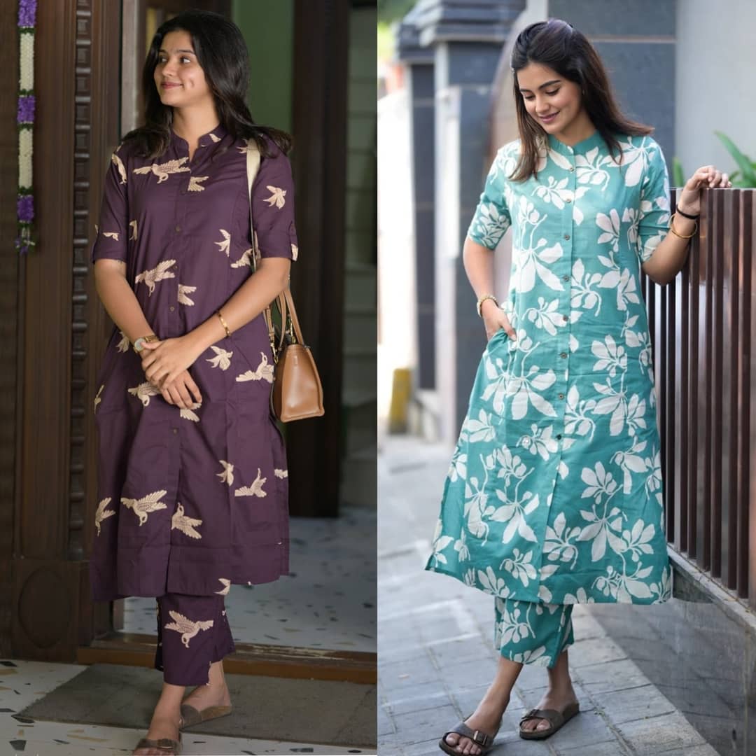 YAGNIK FASHION Women Rayon Self Design A-line Kurti With Pants ( Multicoloured )