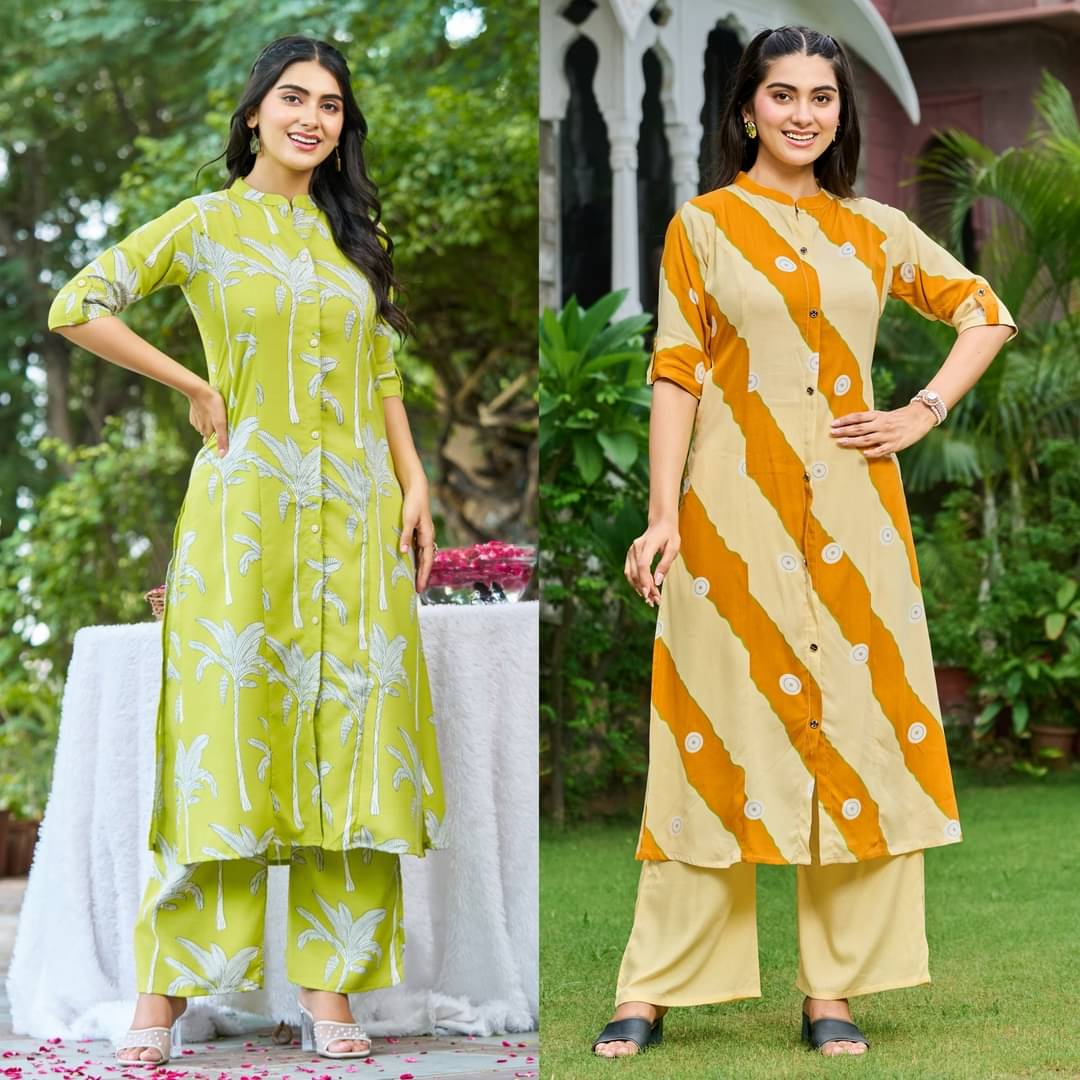     			YAGNIK FASHION Women Rayon Self Design A-line Kurti With Pants ( Multicoloured )
