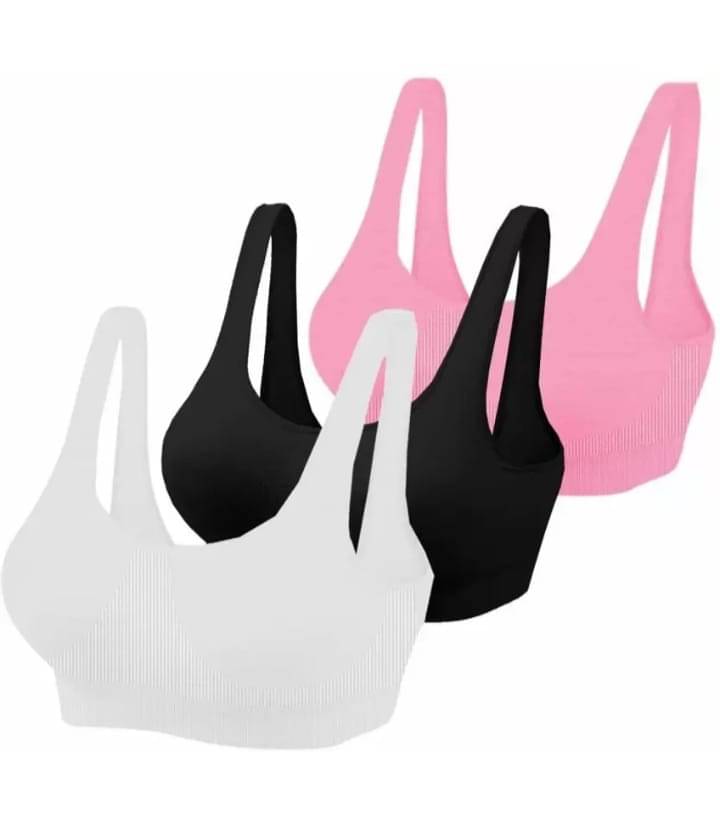 ZEESOK Pack of 3 Cotton Blend Non Padded Sports Bra For Women ( Multicolor ) ZEESOK Pack of 3 Cotton Blend Non Padded Sports Bra For Women ( Multicolor )
