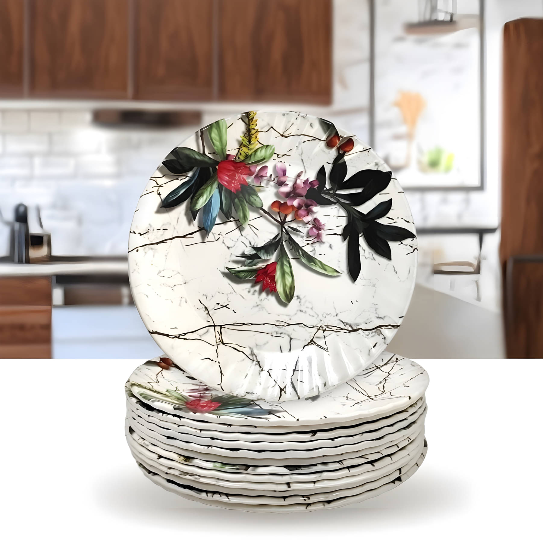 kitchrox 12 Pcs Melamine Multi Color Half Plate kitchrox 12 Pcs Melamine Multi Color Half Plate