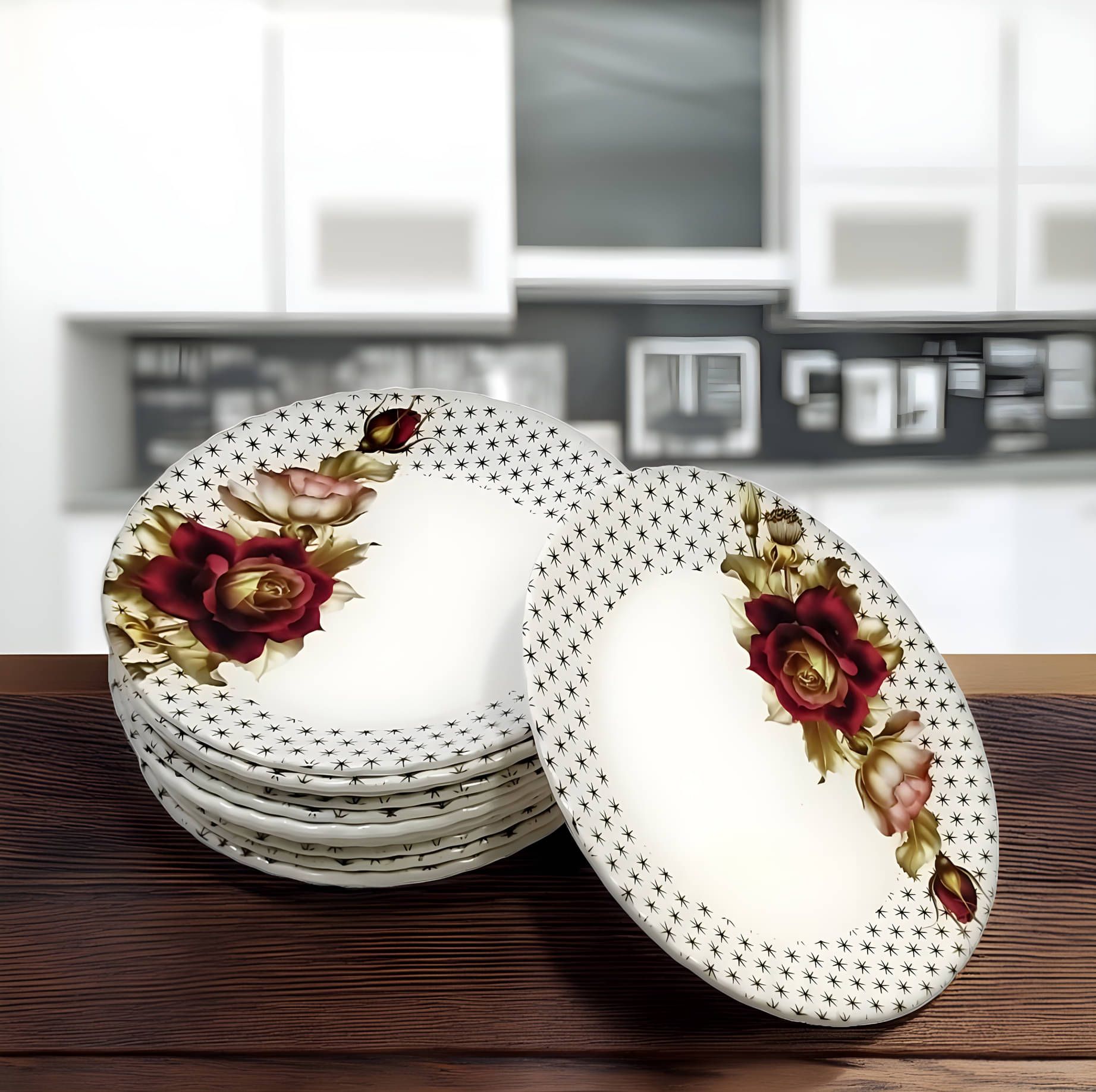     			kitchrox 12 Pcs Melamine Multi Color Half Plate