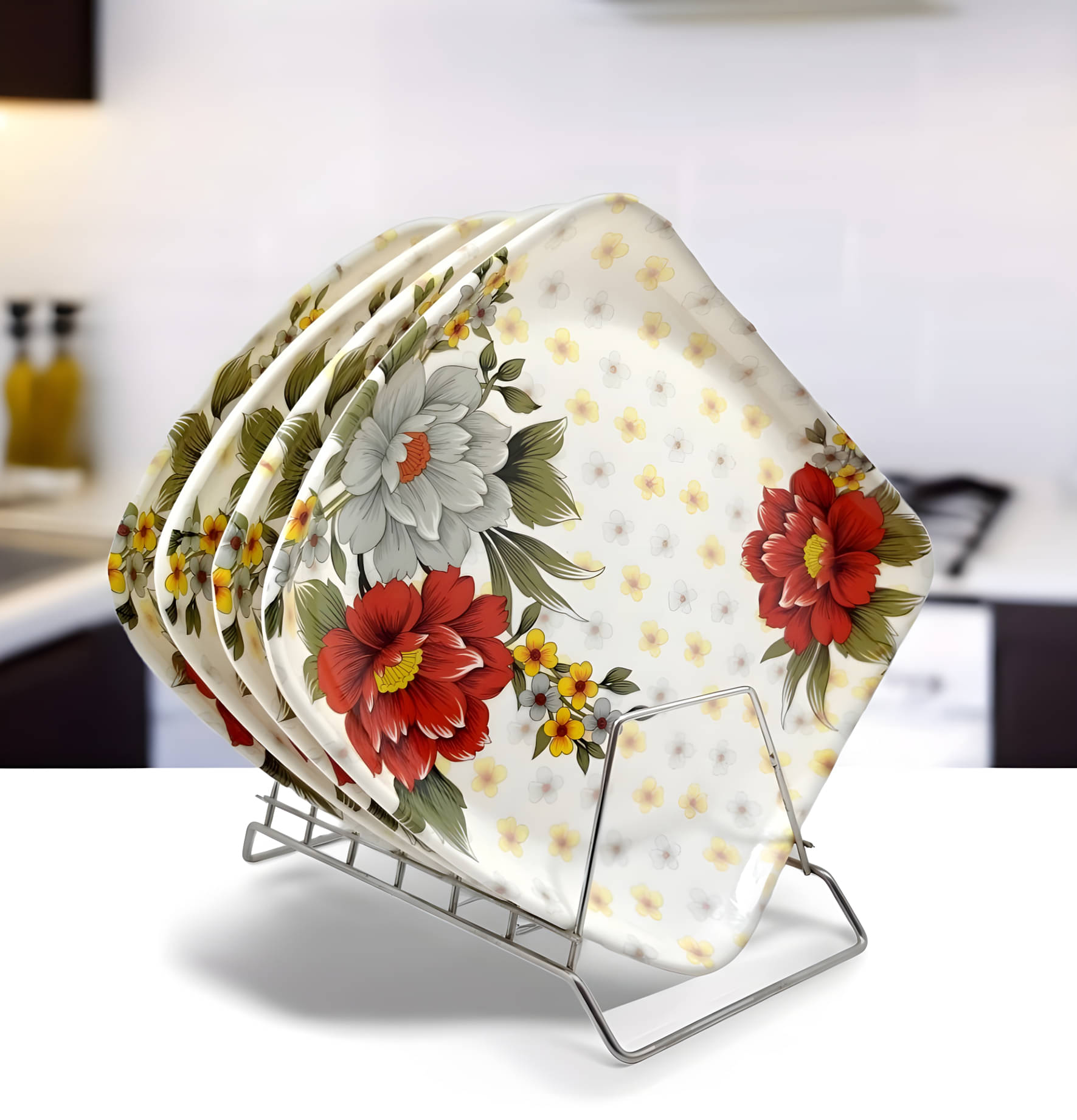 kitchrox 4 Pcs Melamine Multi Color Full Plate     			kitchrox 4 Pcs Melamine Multi Color Full Plate