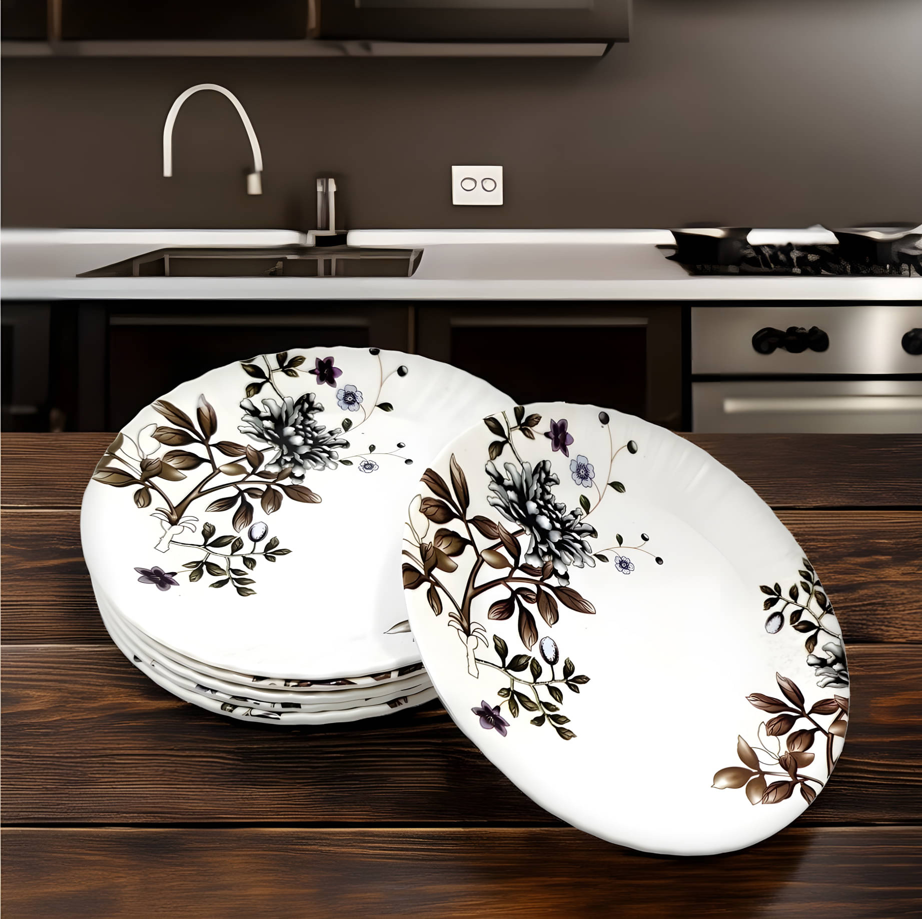 kitchrox 6 Pcs Melamine Multi Color Half Plate kitchrox 6 Pcs Melamine Multi Color Half Plate