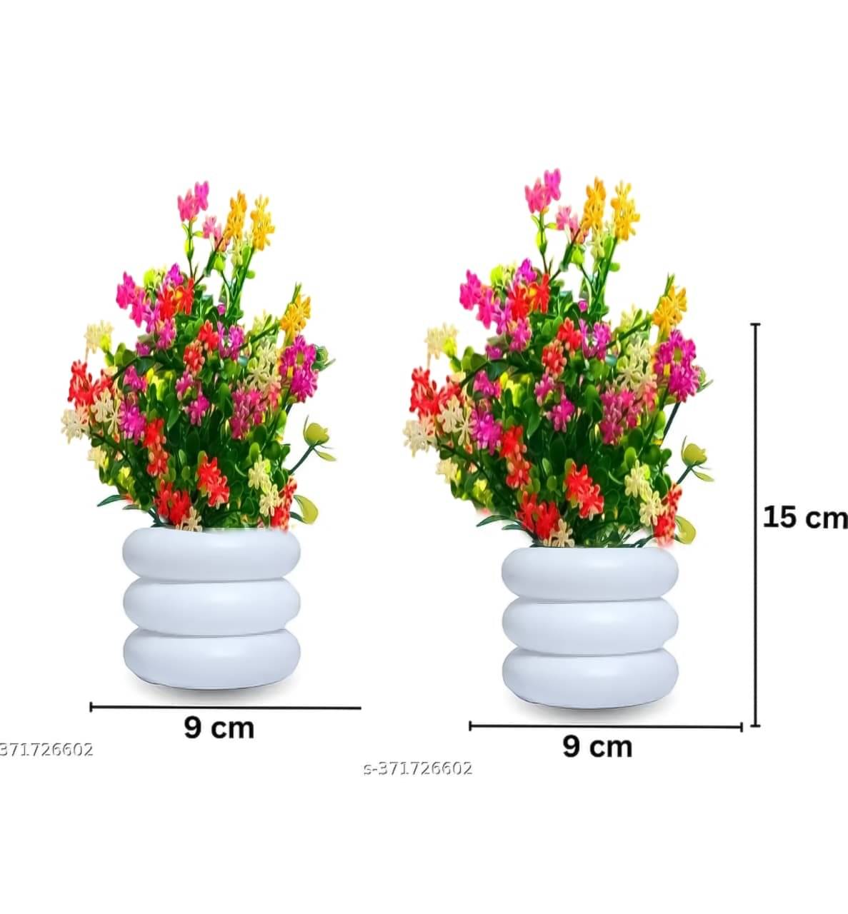     			zonezer Set of 2 fancy artificial flowers plant for home temple decoration good quality Multicolor Sunflower Artificial Flower with Pot  (18 cm, Pack of 2, Flower with Basket)