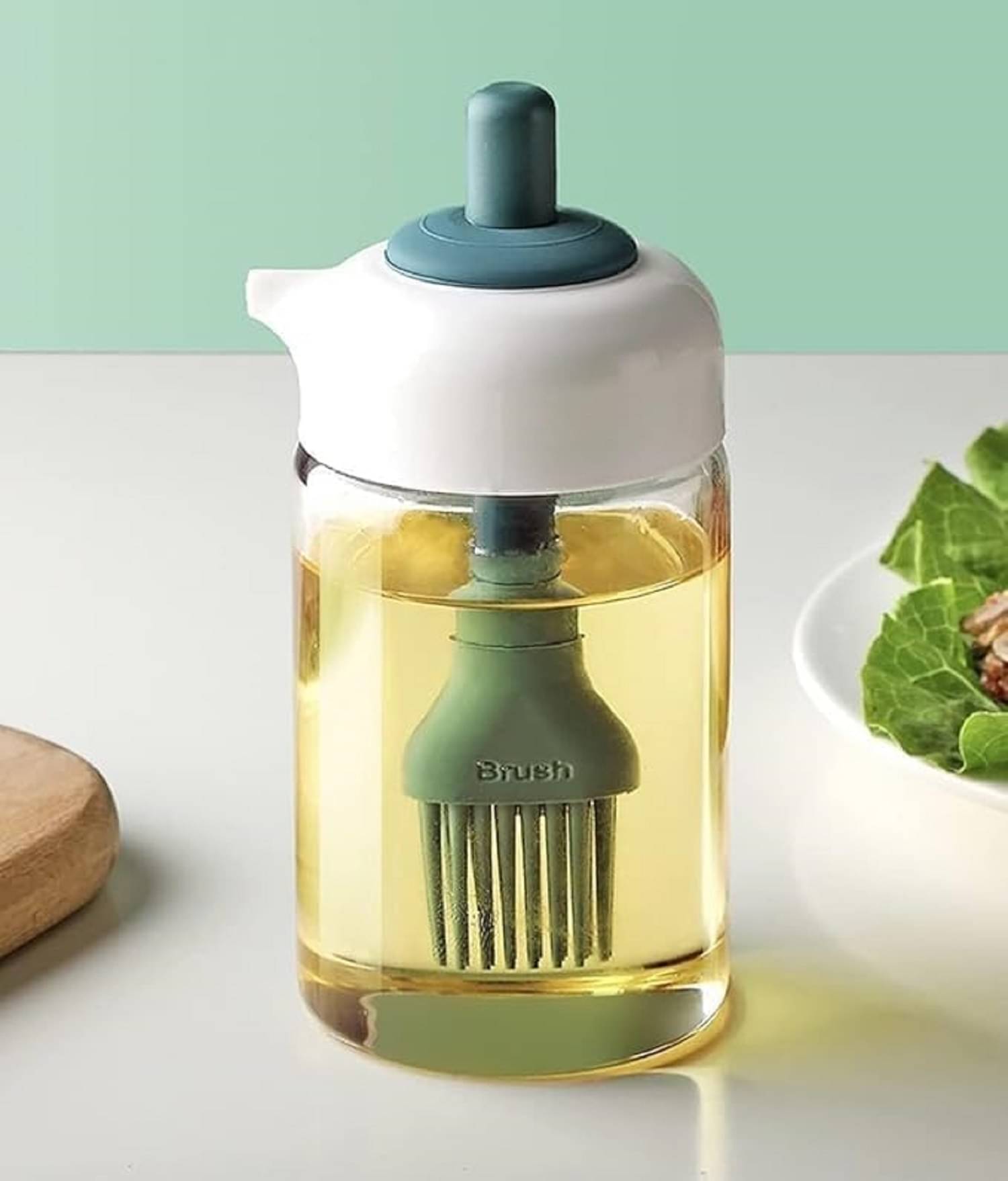     			250 ml 2 In 1 Glass Oil Dispenser Bottle With Silicone Oil Brush