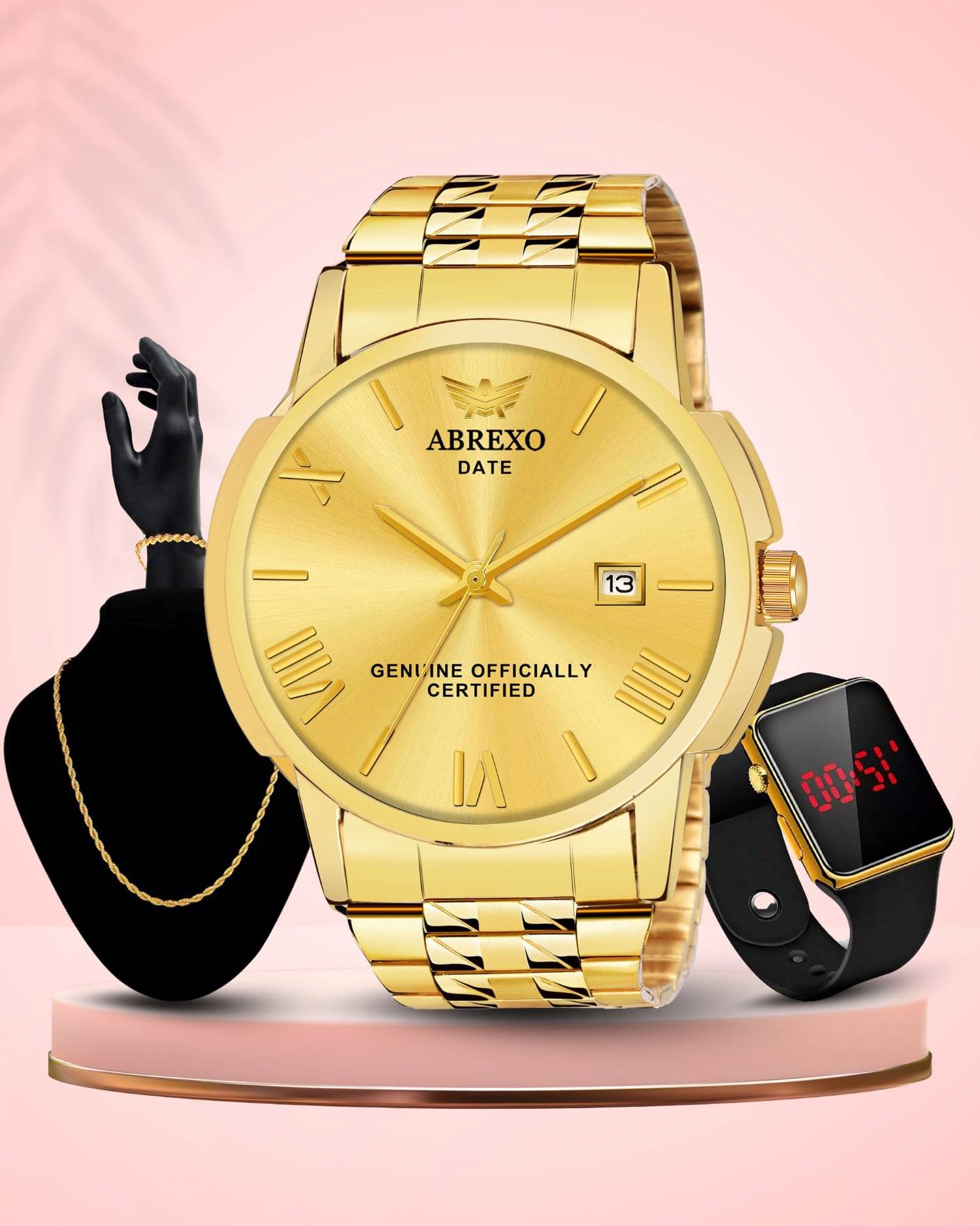     			Abrexo Gold Stainless Steel Analog Men's Watch