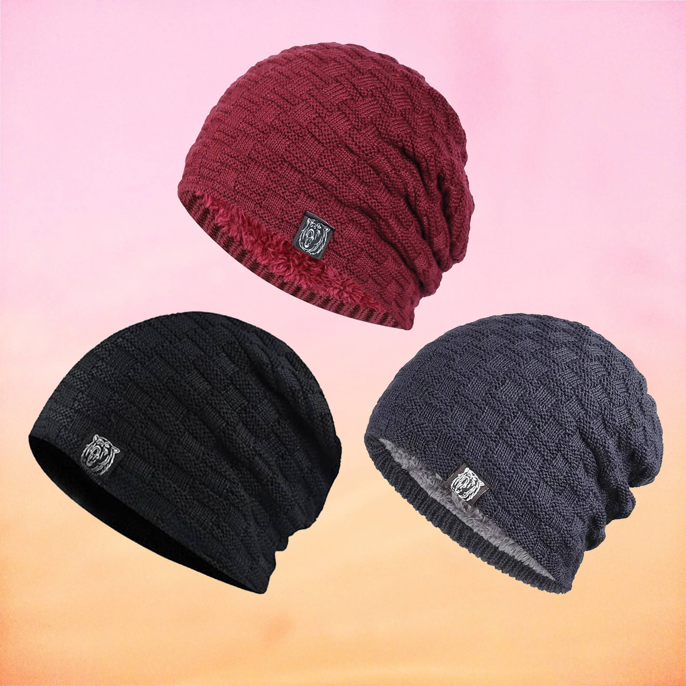     			Alamos Multicolor Woollen Women's Cap ( Pack of 3 )