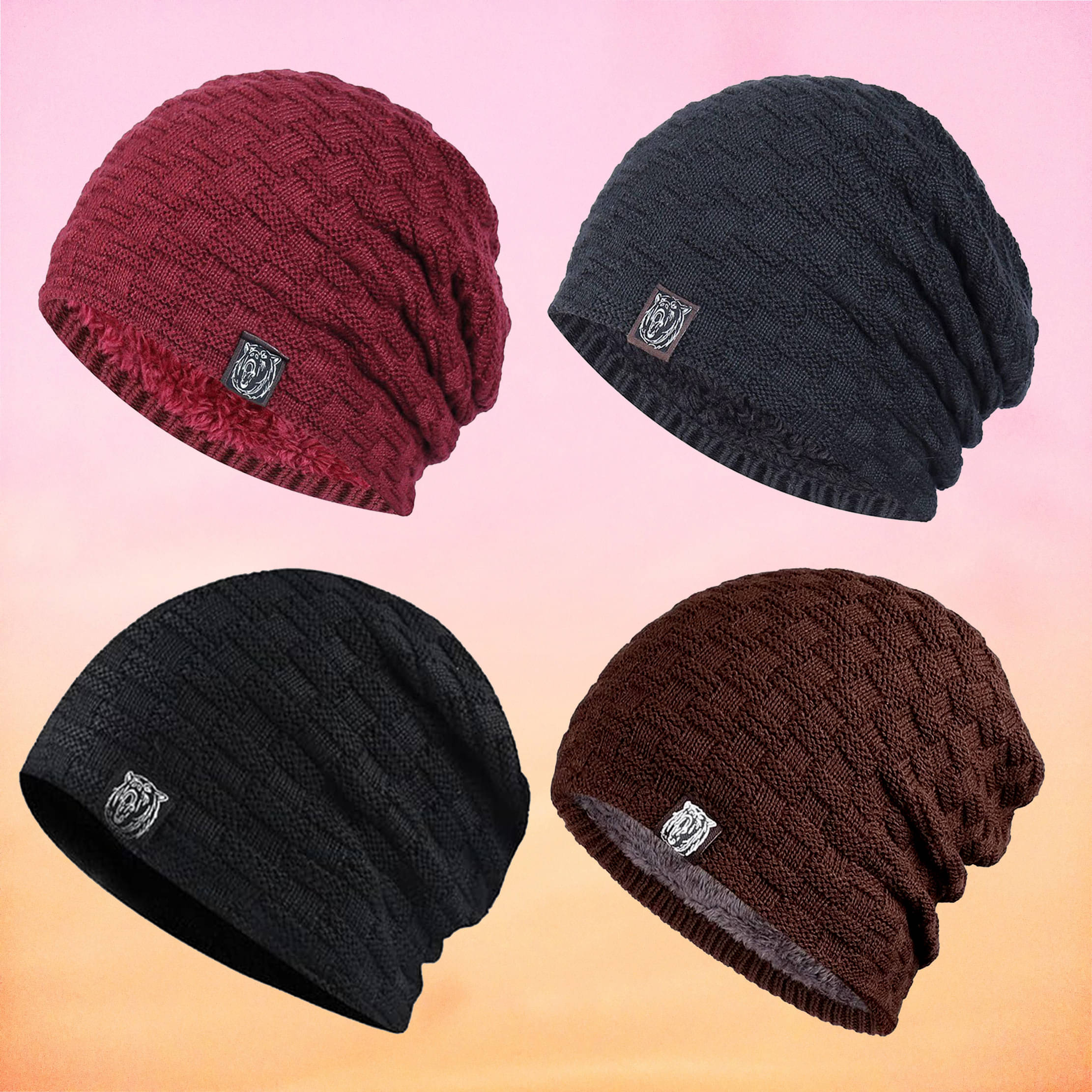     			Alamos Multicolor Woollen Women's Cap ( Pack of 4 )