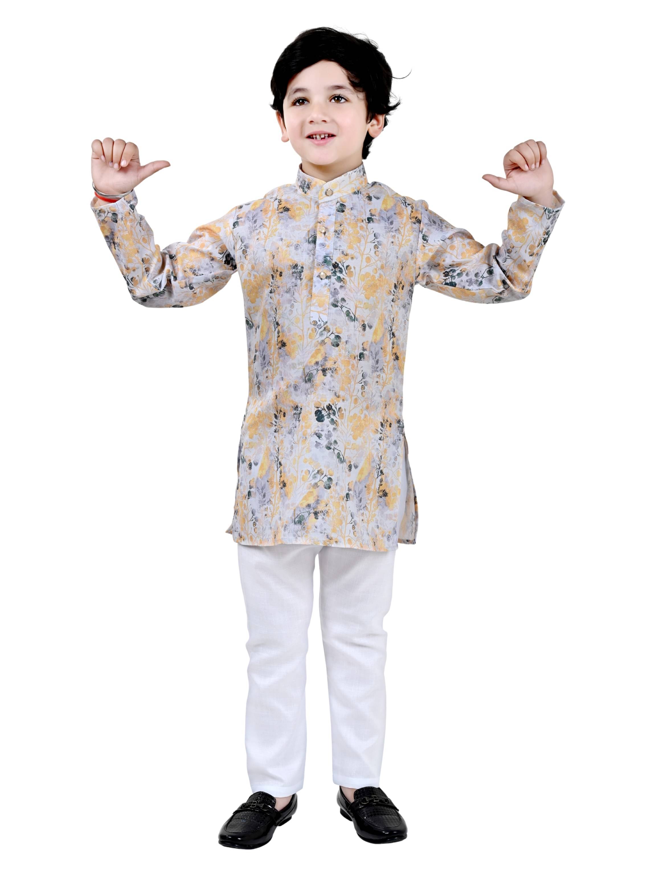 Arshia Fashions Boys Cotton Blend Yellow Kurta Pyjama Set ( Pack of 1 )     			Arshia Fashions Boys Cotton Blend Yellow Kurta Pyjama Set ( Pack of 1 )