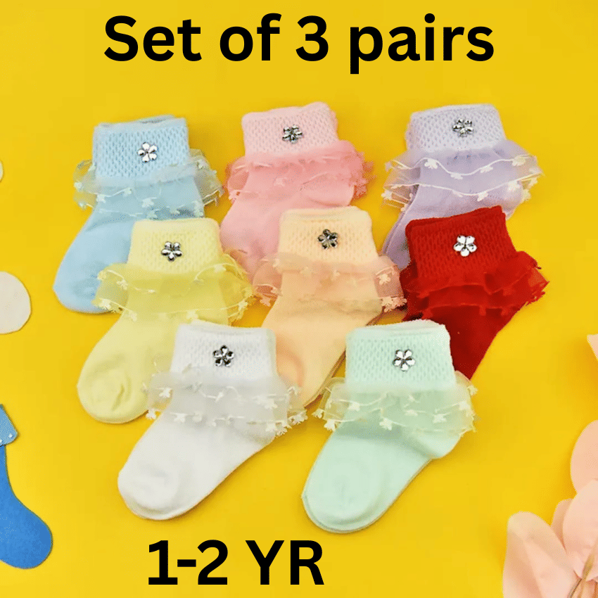 BBYARAJ Pack of 3 Girls Cotton Full Length Socks ( Beige ) - Socks | Buy online on ZillyBuy