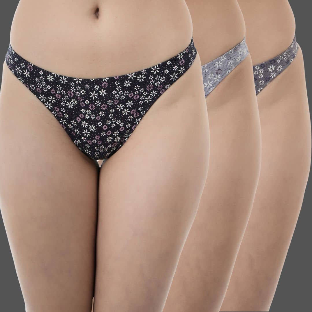 Bruchi Club Cotton Thongs ( Multi Color , Pack of 3 )