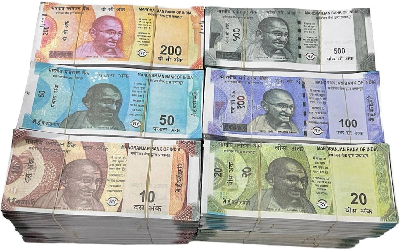     			Combo Pack (9*6= 54 Notes) ( 10,20,50,100,200,500 Notes)Fake Indian Currency_162