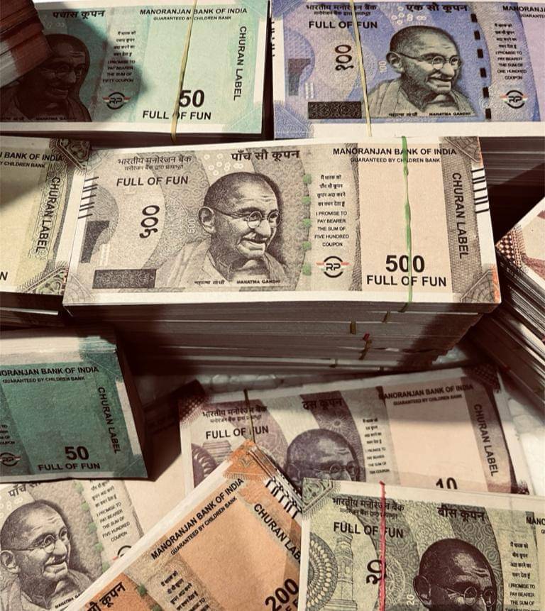     			Combo Pack (9*6= 54 Notes) ( 10,20,50,100,200,500 Notes)Fake Indian Currency_085