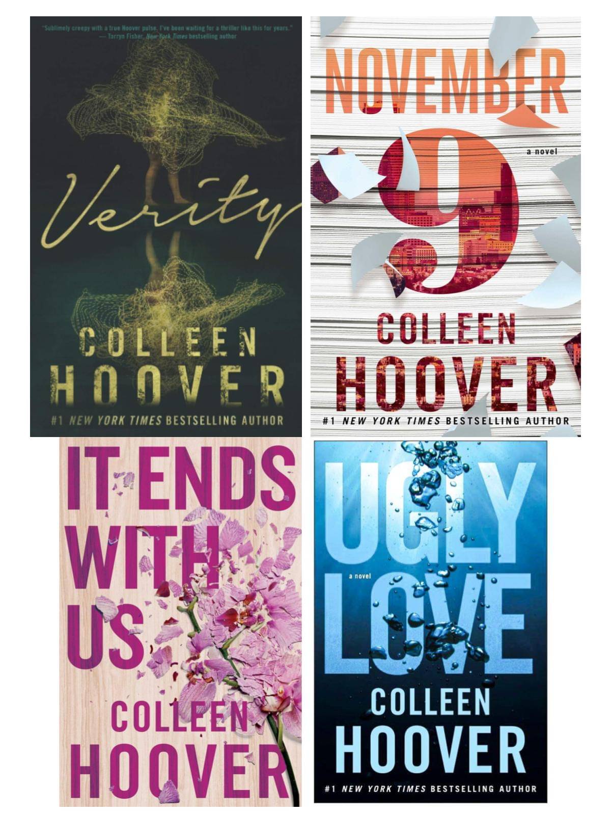 Combo Sale Of Novels Verity + November 9 + Its Ends With Us + Ugly Love (Set Of 4 Book) Language: English Country  Of Origin: India     			Combo Sale Of Novels Verity + November 9 + Its Ends With Us + Ugly Love (Set Of 4 Book) Language: English Country  Of Origin: India