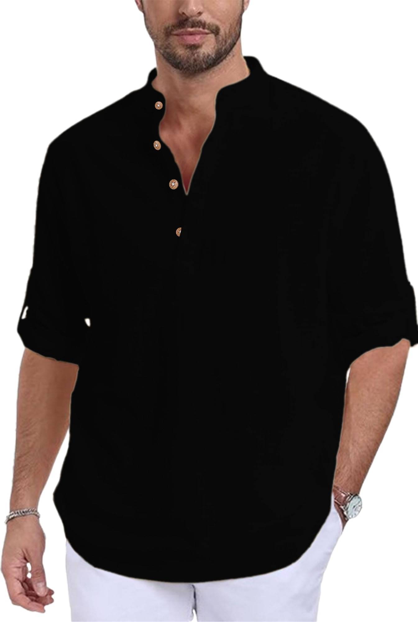 DaReal Black Cotton Blend Men's Shirt Style Kurta ( Pack of 1 ) DaReal Black Cotton Blend Men's Shirt Style Kurta ( Pack of 1 )