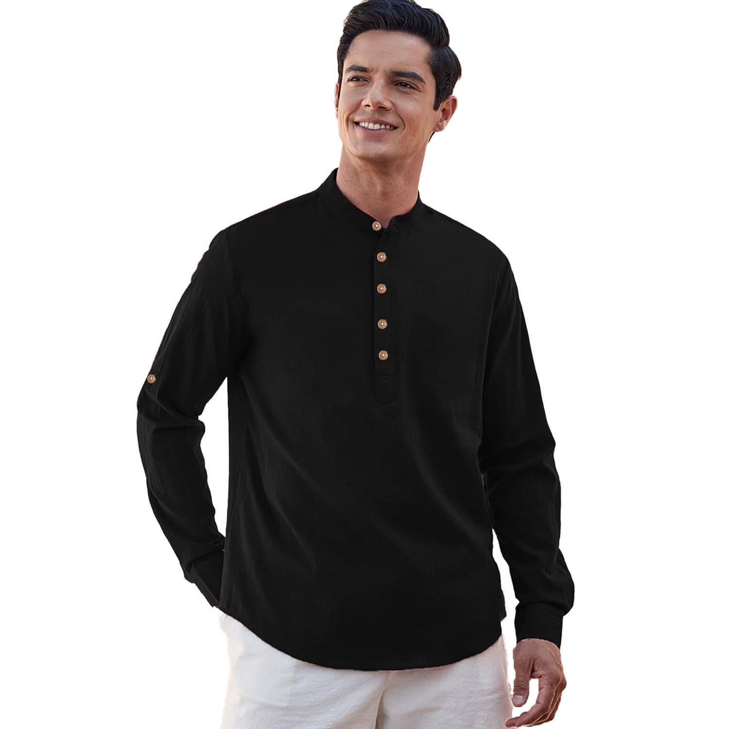 DaReal Black Cotton Blend Men's Shirt Style Kurta ( Pack of 1 ) DaReal Black Cotton Blend Men's Shirt Style Kurta ( Pack of 1 )