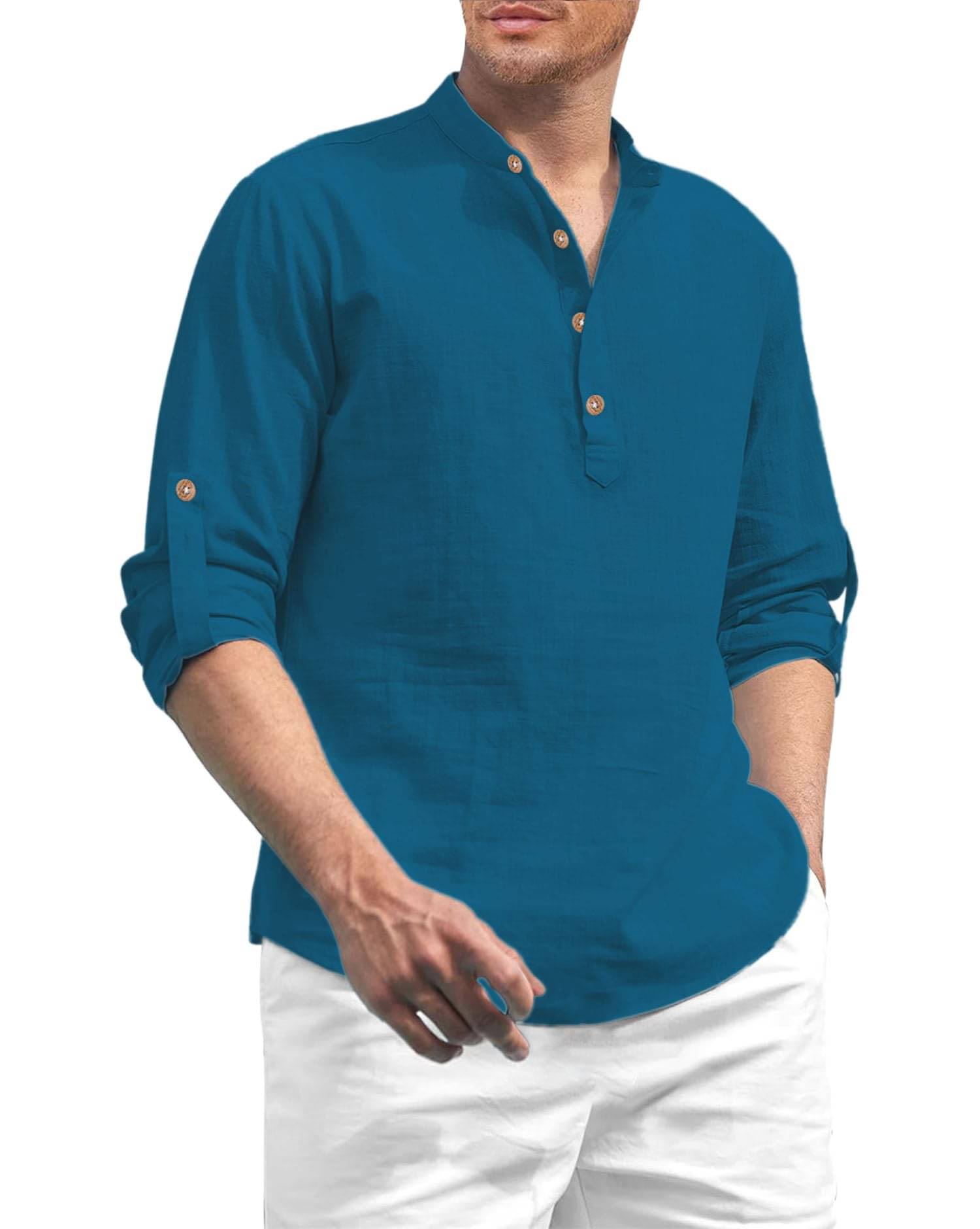     			DaReal Indigo Cotton Blend Men's Shirt Style Kurta ( Pack of 1 )