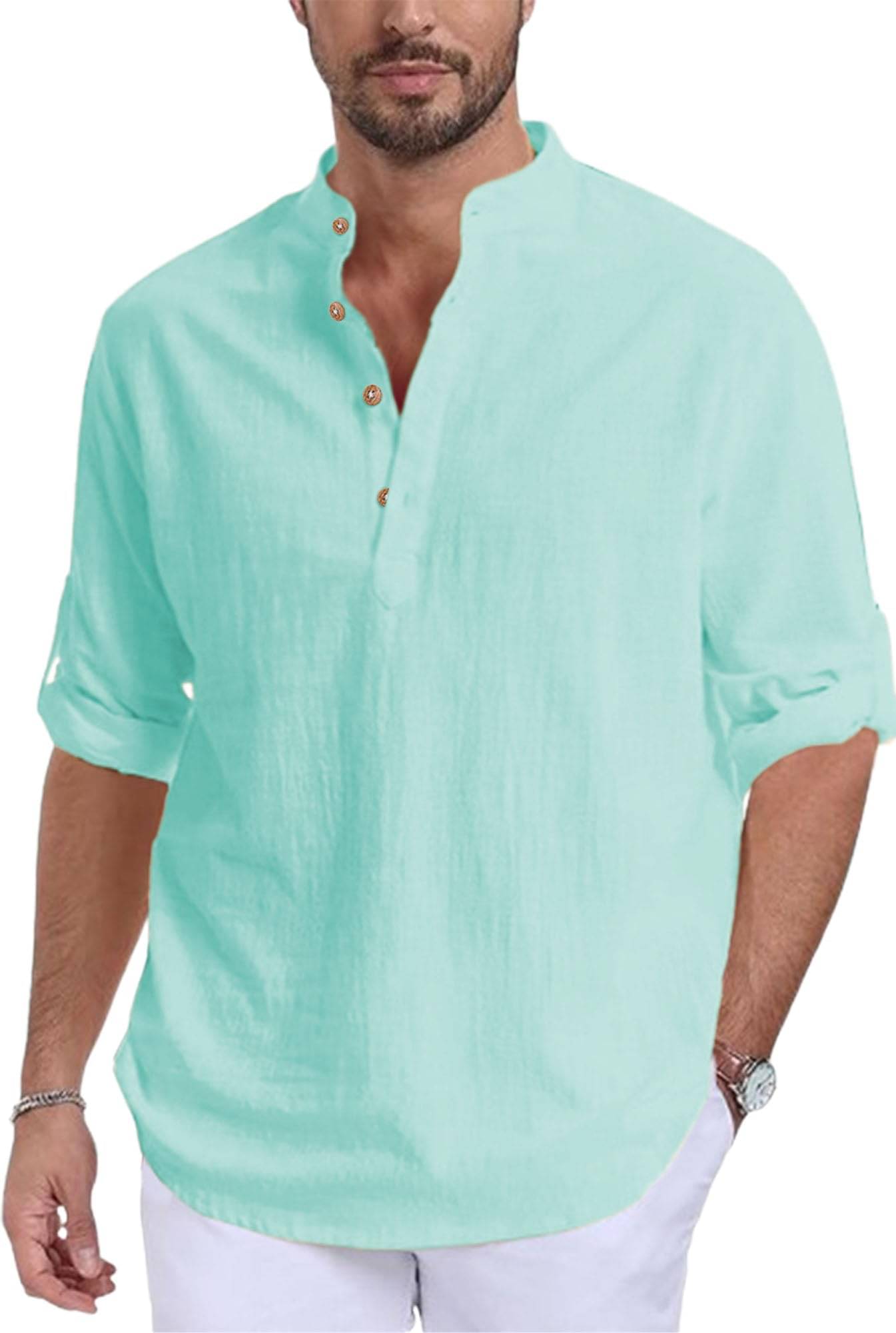 DaReal Light Blue Cotton Blend Men's Shirt Style Kurta ( Pack of 1 ) DaReal Light Blue Cotton Blend Men's Shirt Style Kurta ( Pack of 1 )