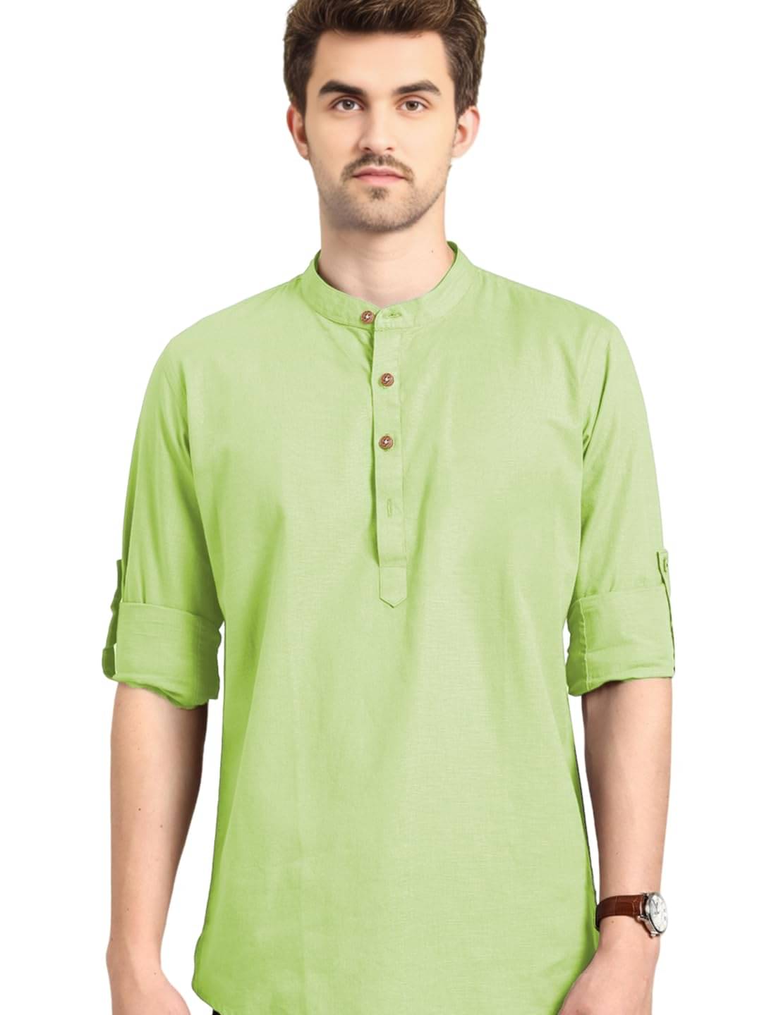     			DaReal Sea Green Cotton Blend Men's Shirt Style Kurta ( Pack of 1 )