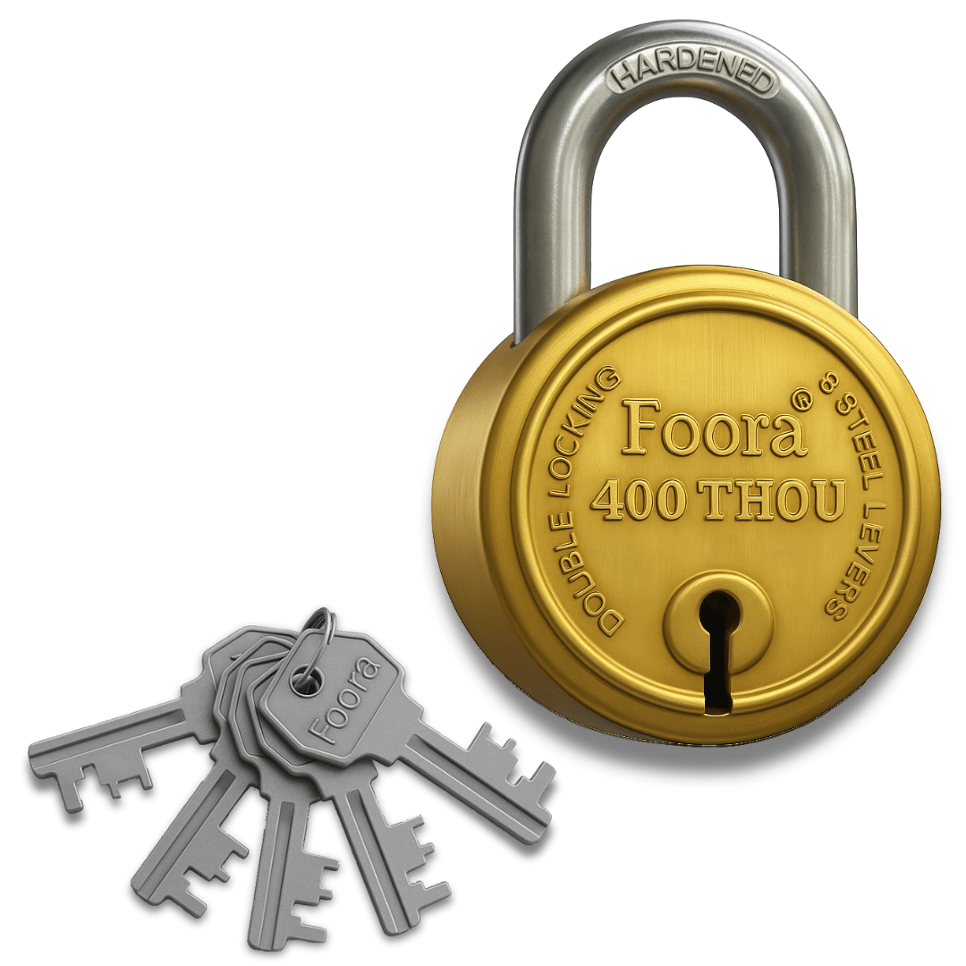 Foora 400 Thou with 5 Keys Lock Pack of 1 Foora 400 Thou with 5 Keys Lock Pack of 1