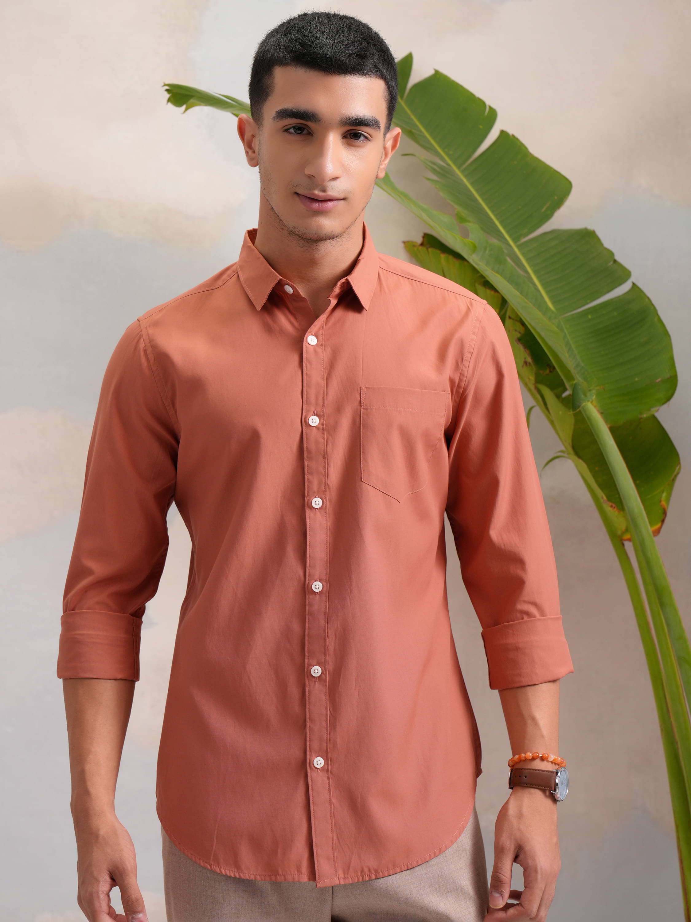 Highlander Cotton Blend Slim Fit Solids Full Sleeves Men's Casual Shirt - Orange ( Pack of 1 ) Highlander Cotton Blend Slim Fit Solids Full Sleeves Men's Casual Shirt - Orange ( Pack of 1 )