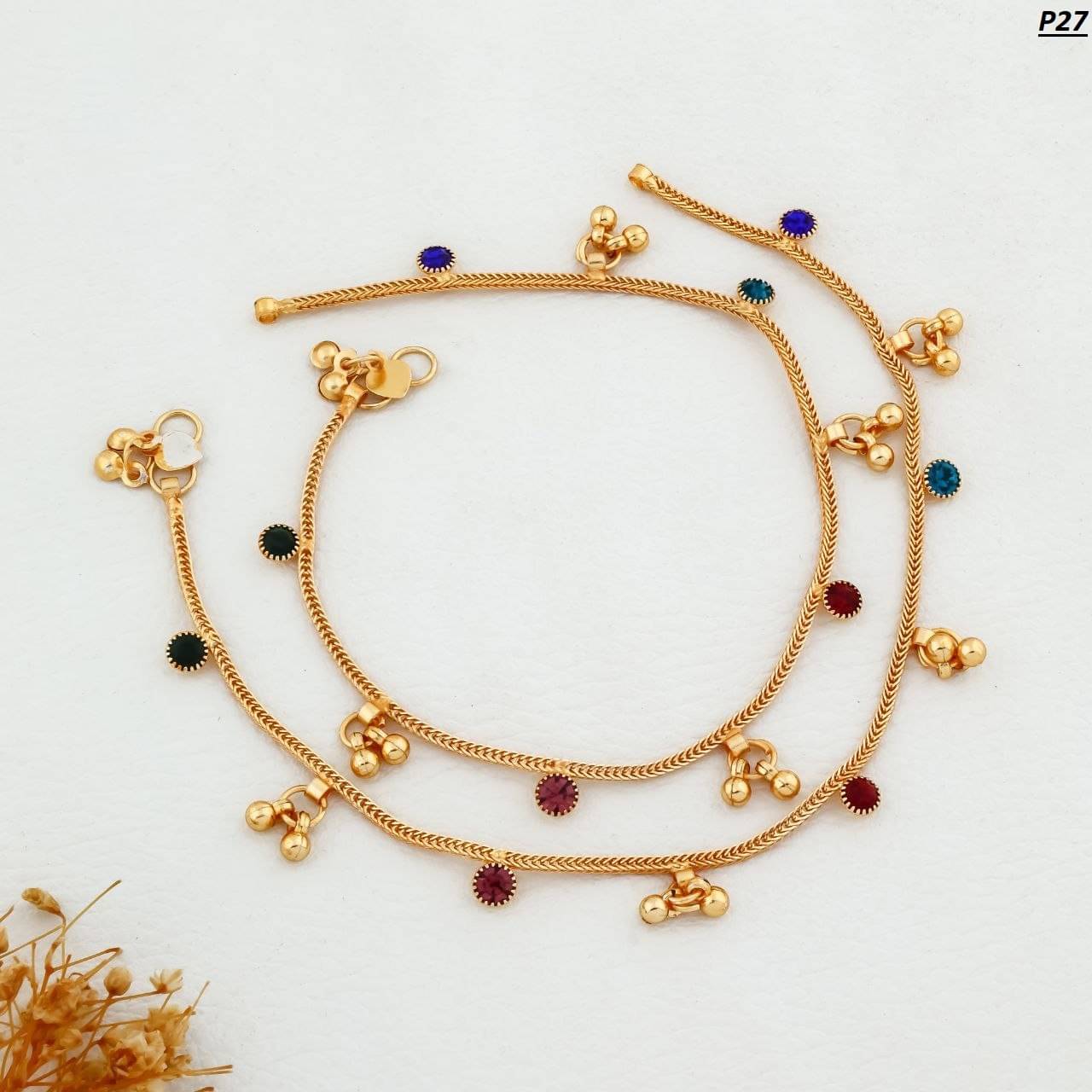     			KIRTAN ENT Gold Anklets ( Pack of 1 )