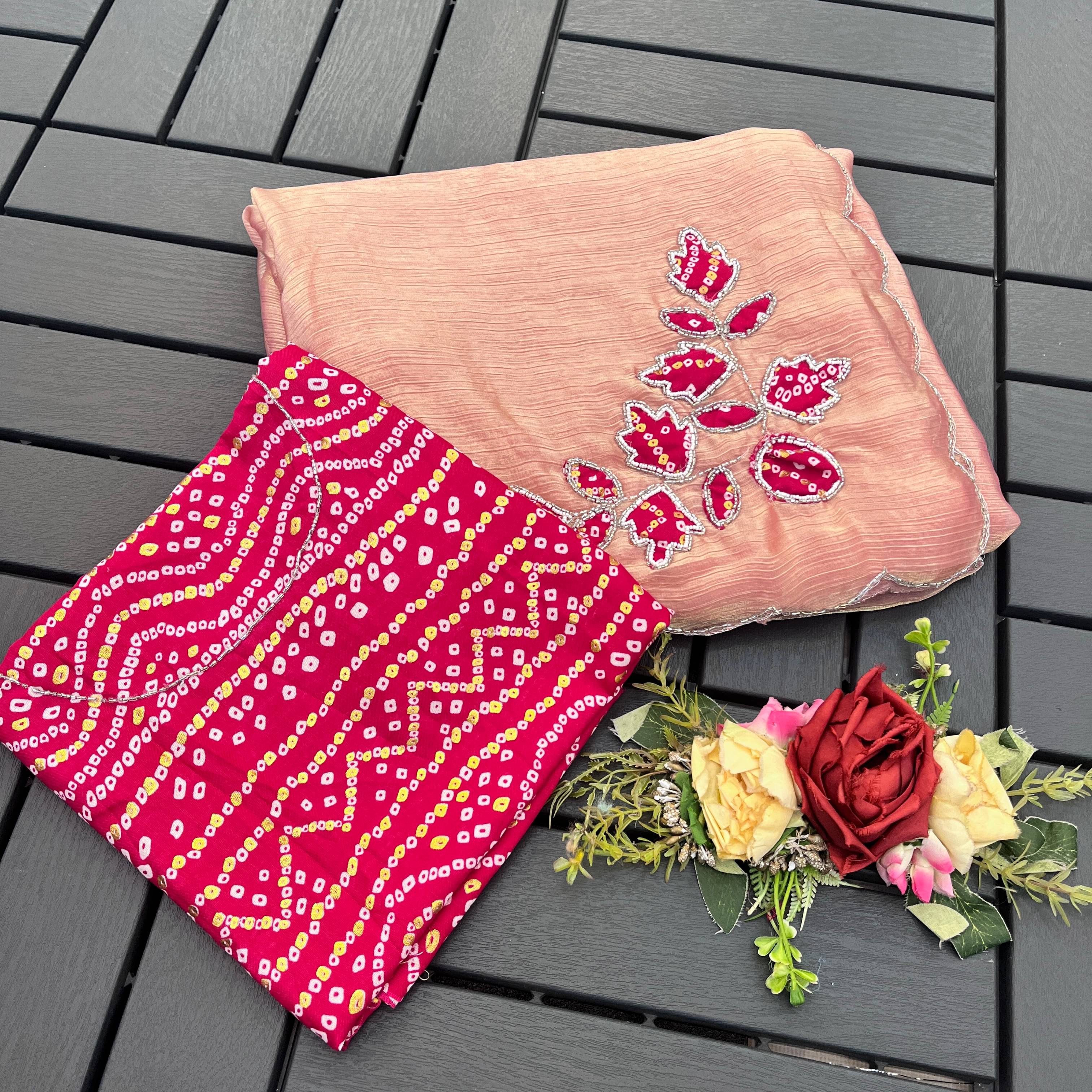 Kandora Chiffon Embroidered Regular Saree With Unstitched Blouse Piece ( Red )     			Kandora Chiffon Embroidered Regular Saree With Unstitched Blouse Piece ( Red )