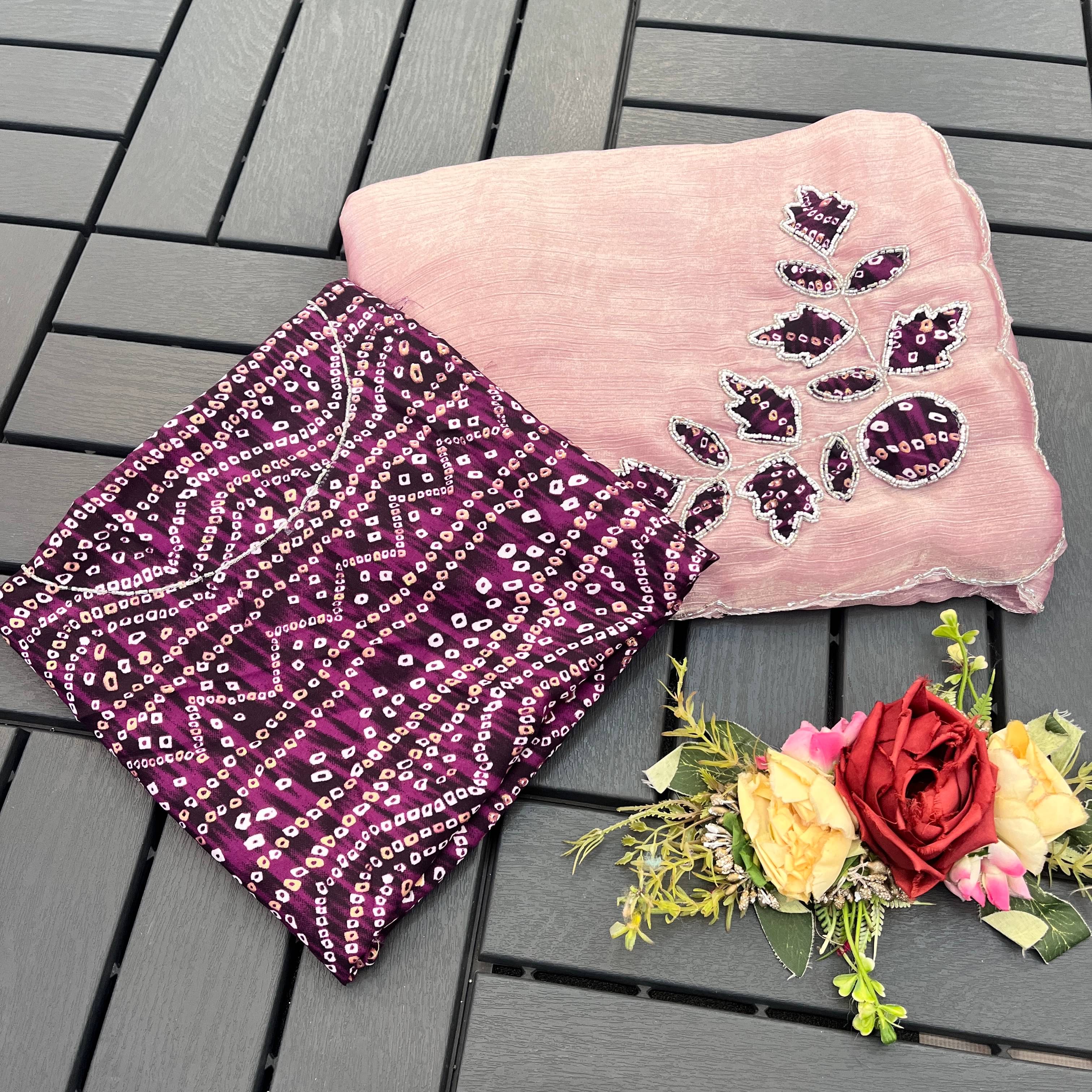 Kandora Chiffon Embroidered Regular Saree With Unstitched Blouse Piece ( Pink ) Kandora Chiffon Embroidered Regular Saree With Unstitched Blouse Piece ( Pink )