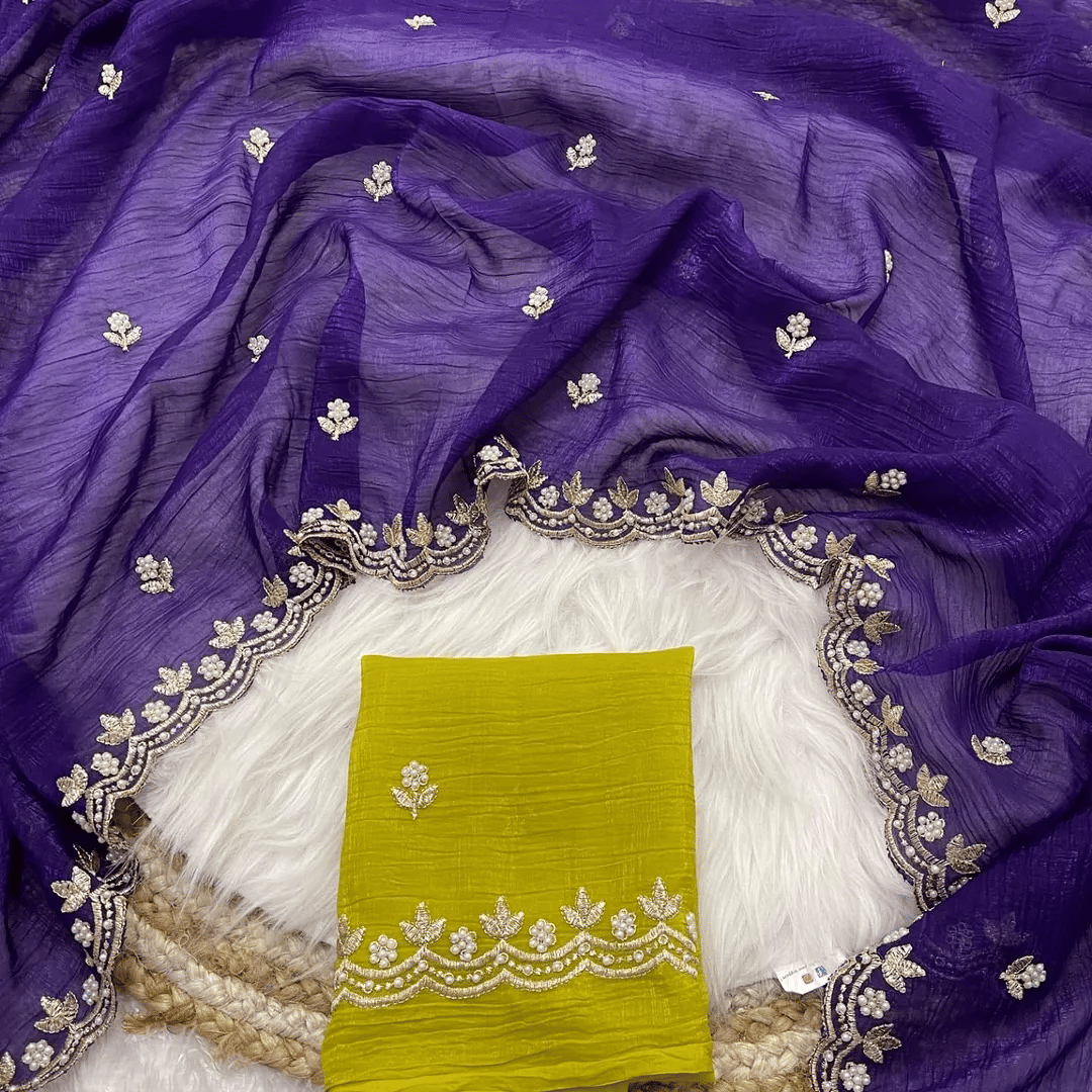 Kandora Jimmy Choo Embroidered Regular Saree With Unstitched Blouse Piece ( Purple ) Kandora Jimmy Choo Embroidered Regular Saree With Unstitched Blouse Piece ( Purple )