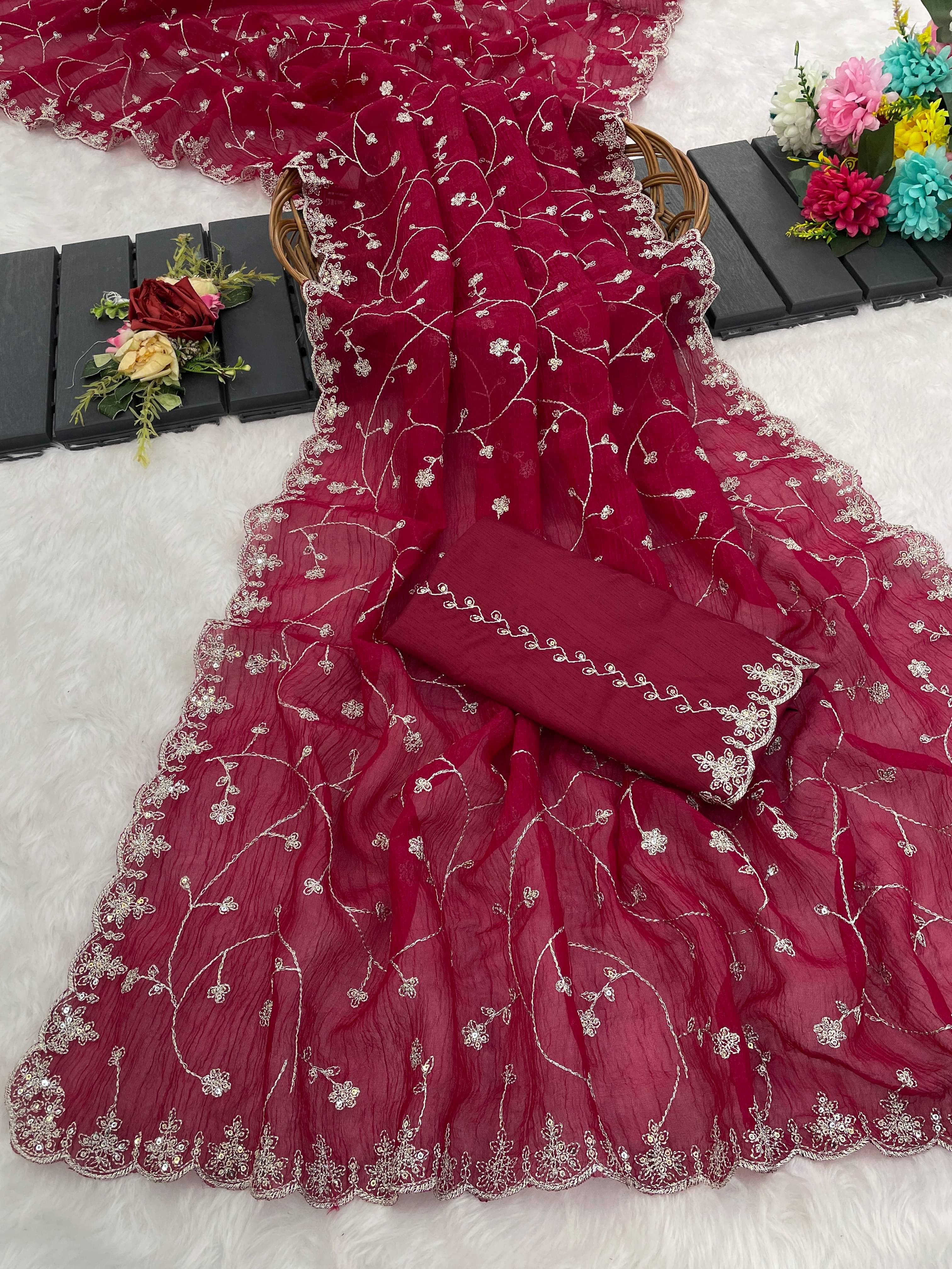     			Kandora Jimmy Choo Embroidered Regular Saree With Unstitched Blouse Piece ( Multicolor 19 )