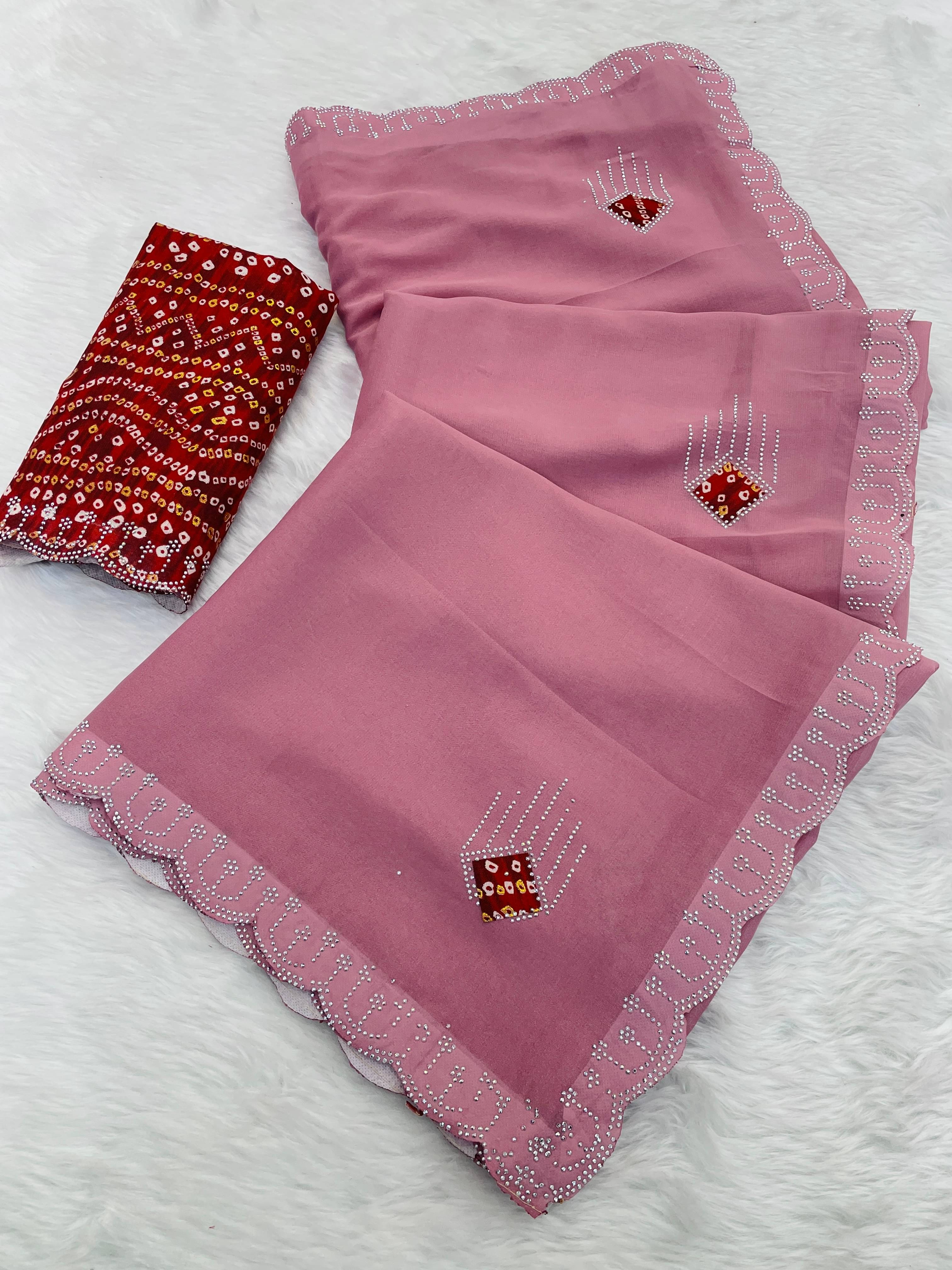     			Kandora Jimmy Choo Embroidered Regular Saree With Unstitched Blouse Piece ( Pink )