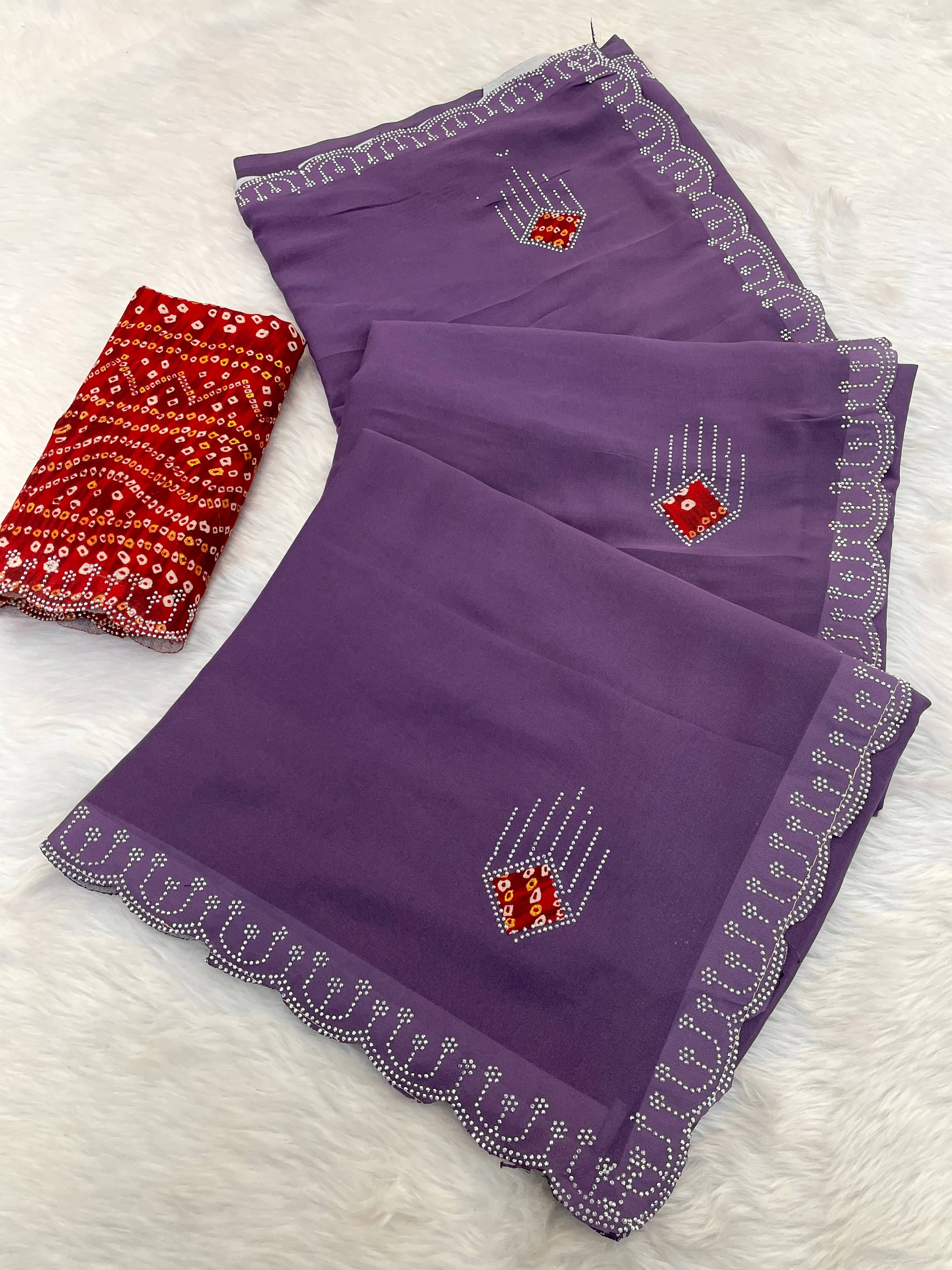     			Kandora Jimmy Choo Embroidered Regular Saree With Unstitched Blouse Piece ( Purple )
