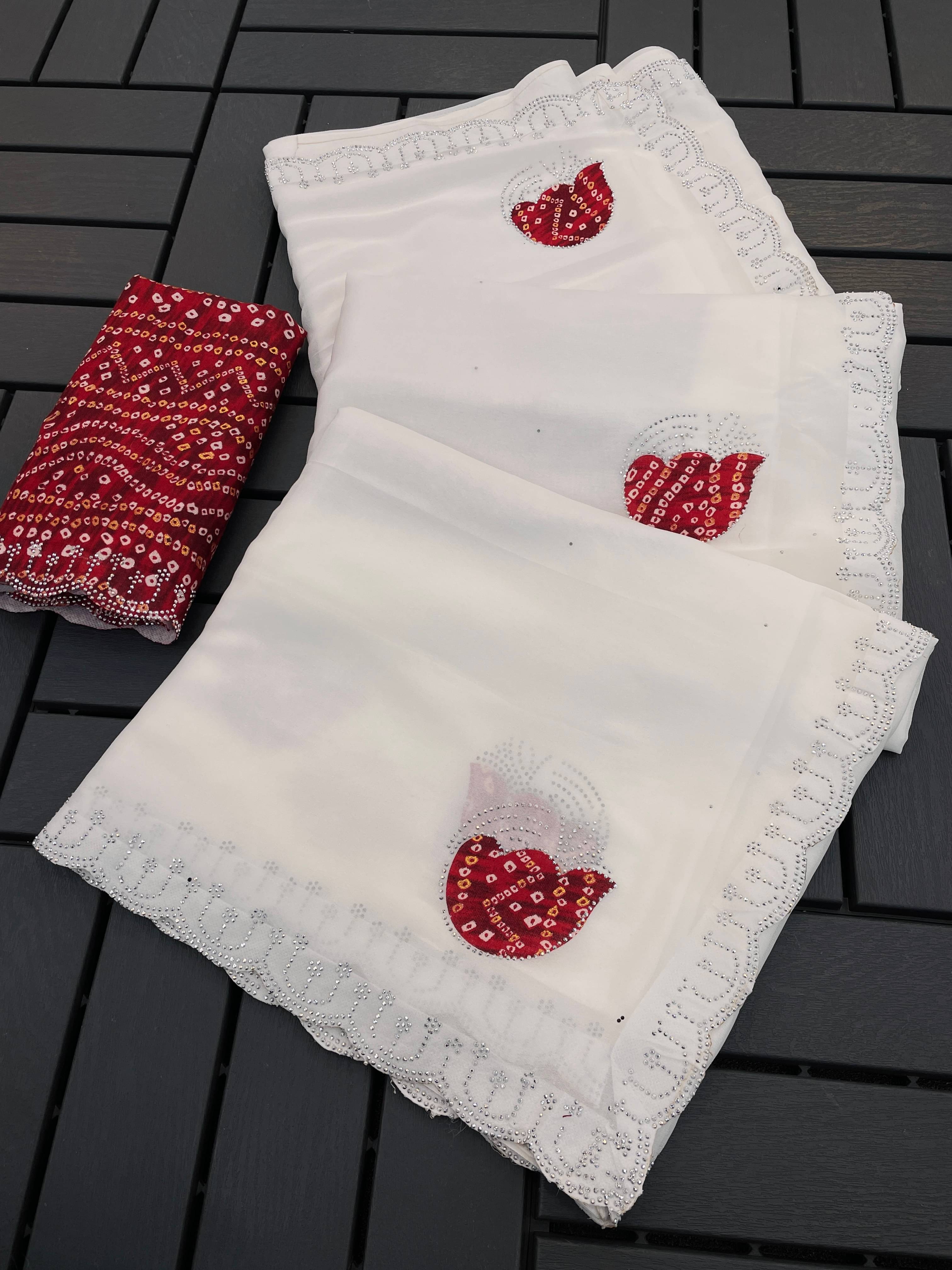 Kandora Jimmy Choo Embroidered Regular Saree With Unstitched Blouse Piece ( White ) Kandora Jimmy Choo Embroidered Regular Saree With Unstitched Blouse Piece ( White )