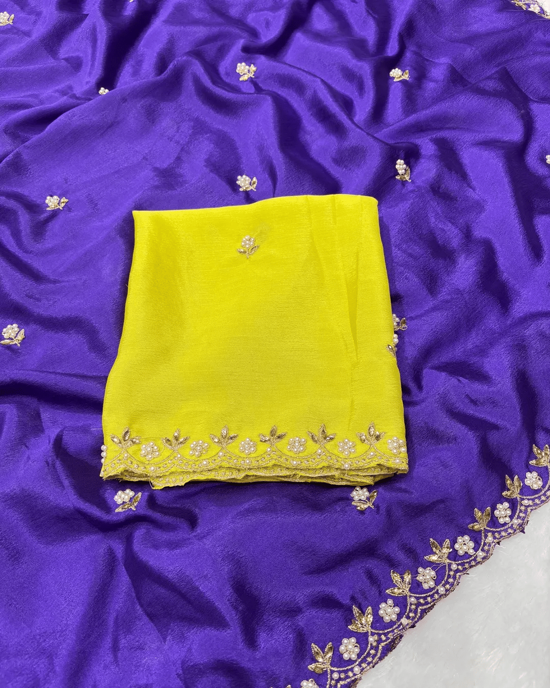     			Kandora Jimmy Choo Embroidered Regular Saree With Unstitched Blouse Piece ( Purple )