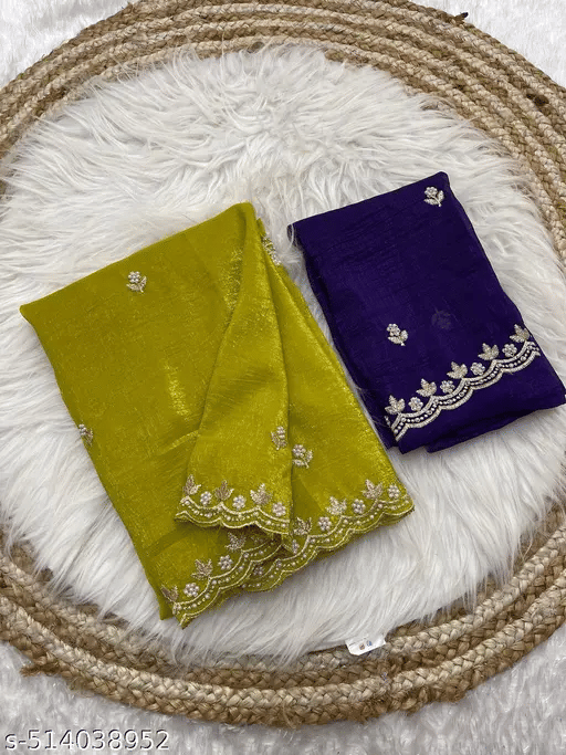 Kandora Jimmy Choo Embroidered Regular Saree With Unstitched Blouse Piece ( Yellow ) Kandora Jimmy Choo Embroidered Regular Saree With Unstitched Blouse Piece ( Yellow )